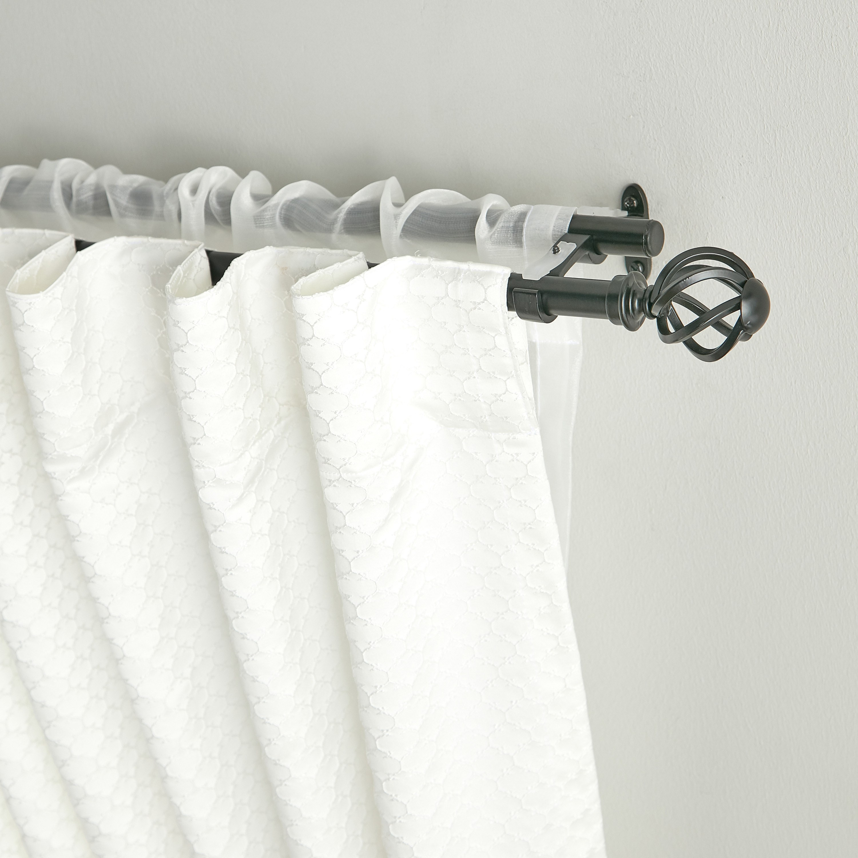 Wavy Ball Extendable Double Curtain Rod - 71-122 cm-household-windows-curtainrodsandaccessories-curtainrods-image-1