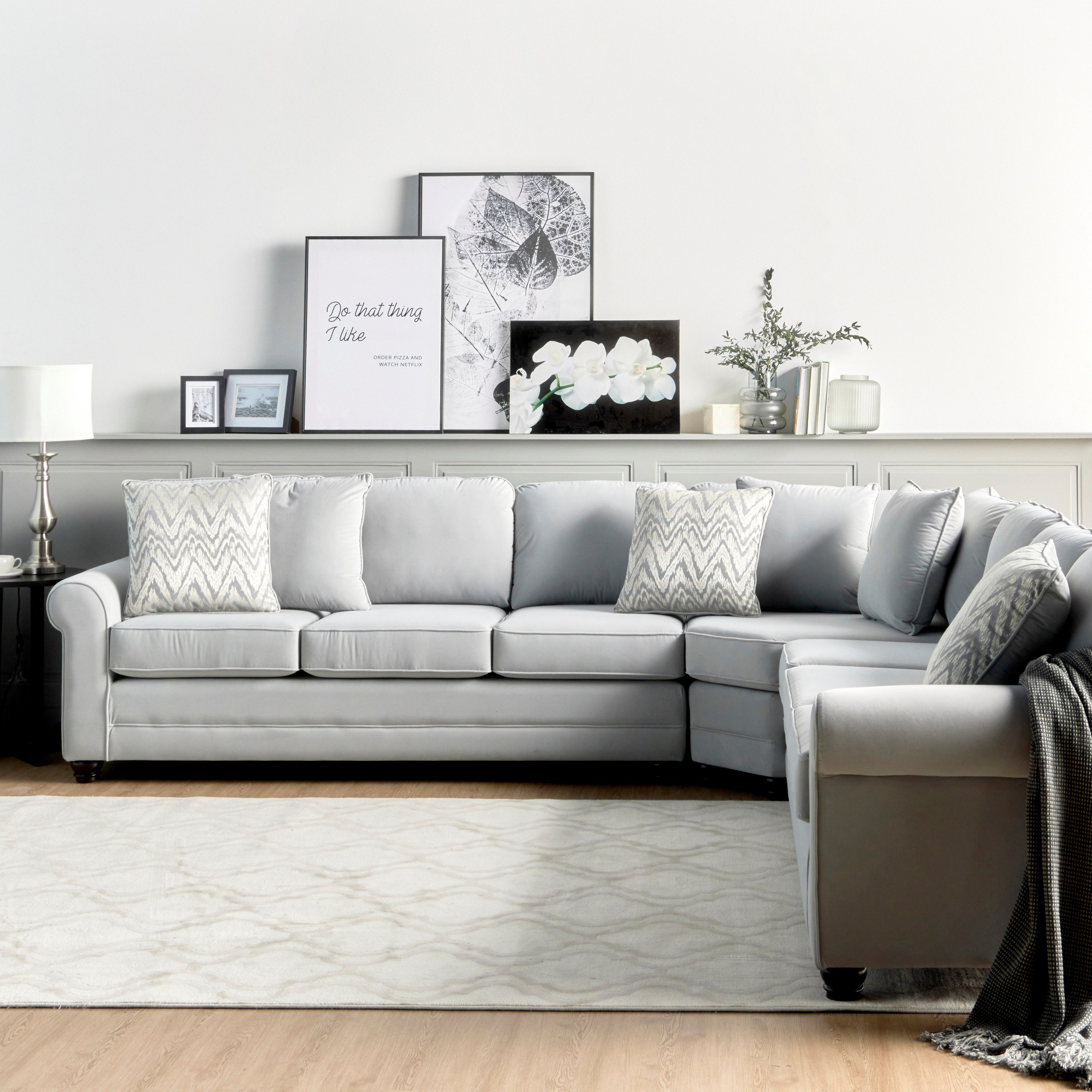 サマーセール★希少★Kashwere at  7'sofa Shop Monet 7-Seater Fabric Corner Sofa | Home Centre UAE