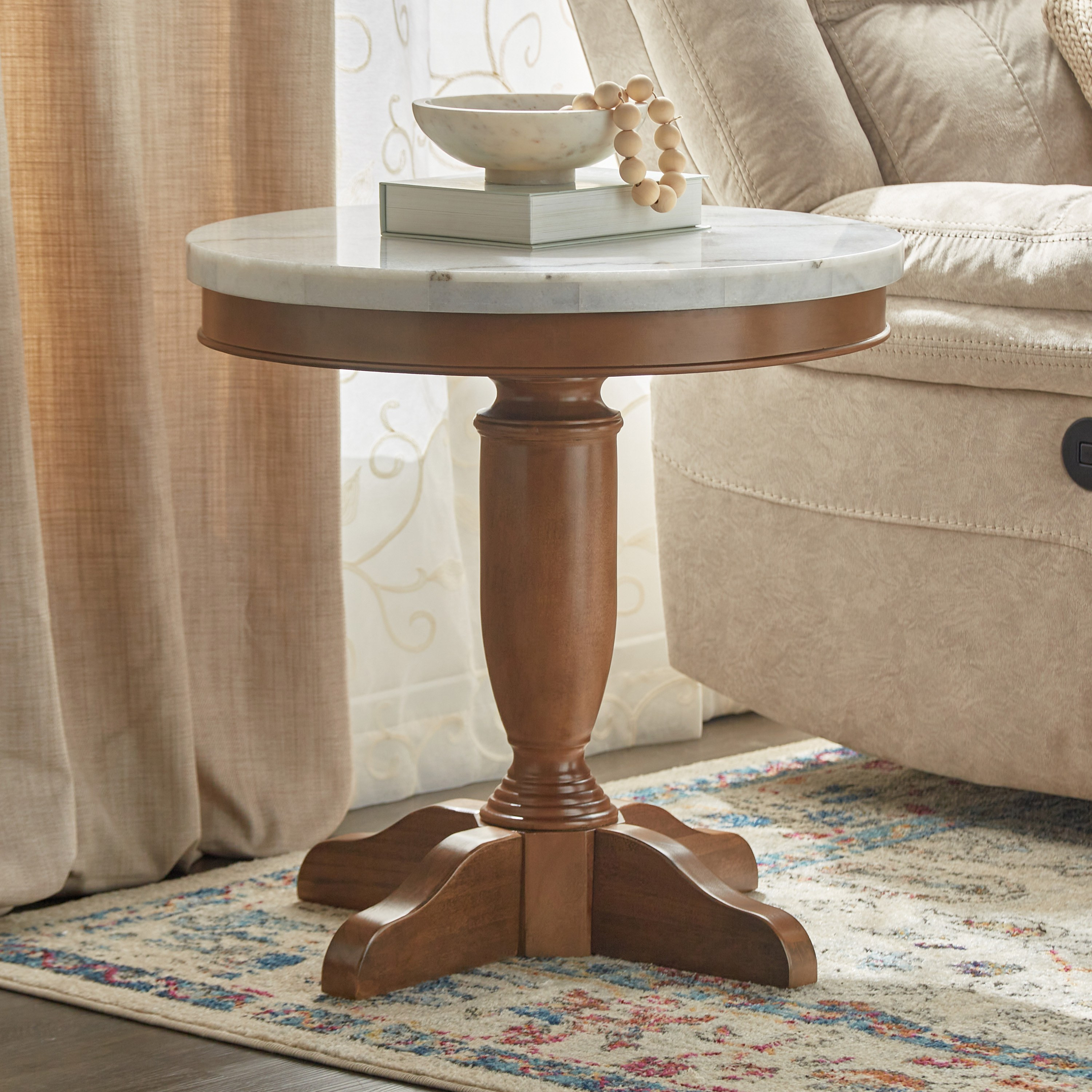 Marble topped pedestal side table sale