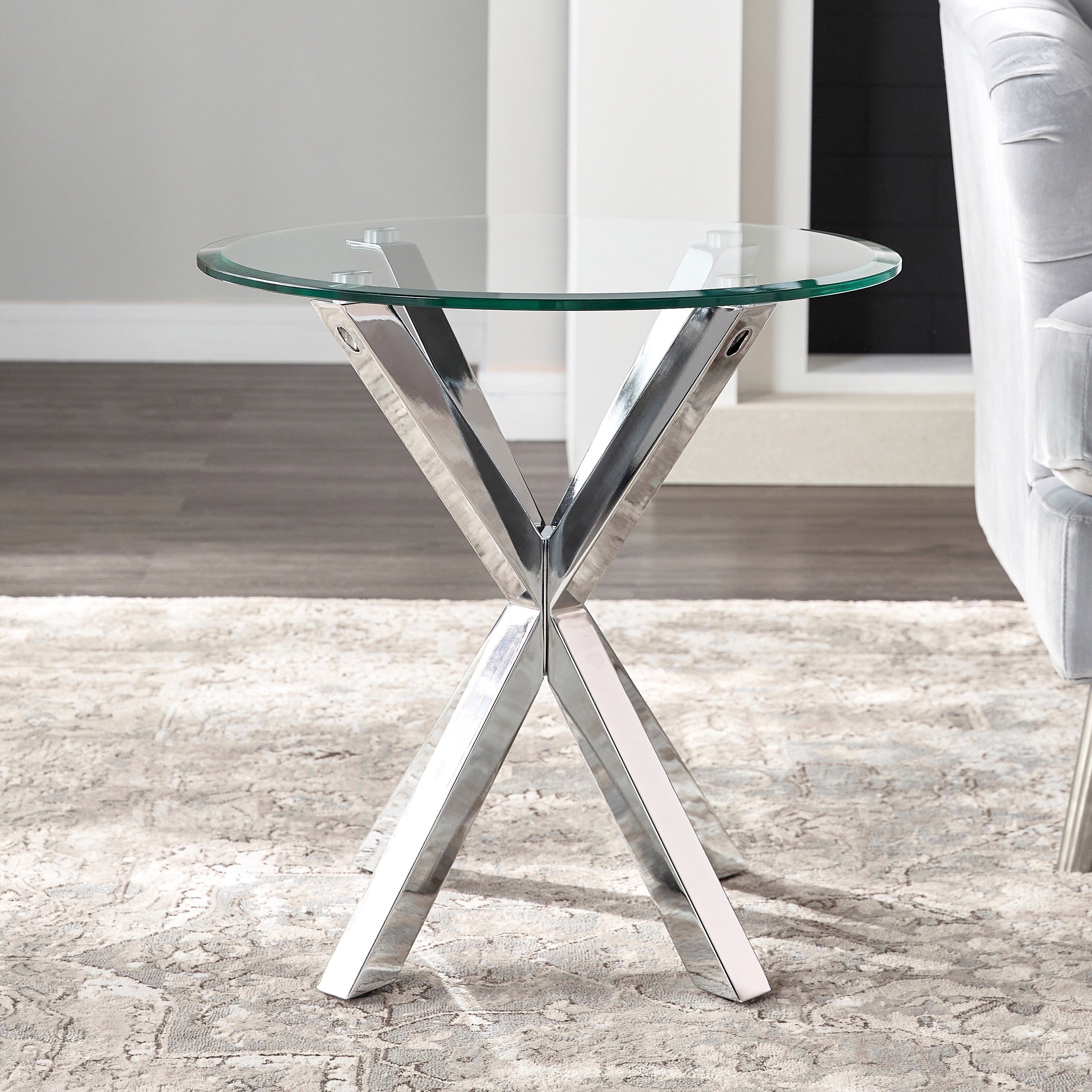 All glass shop end tables