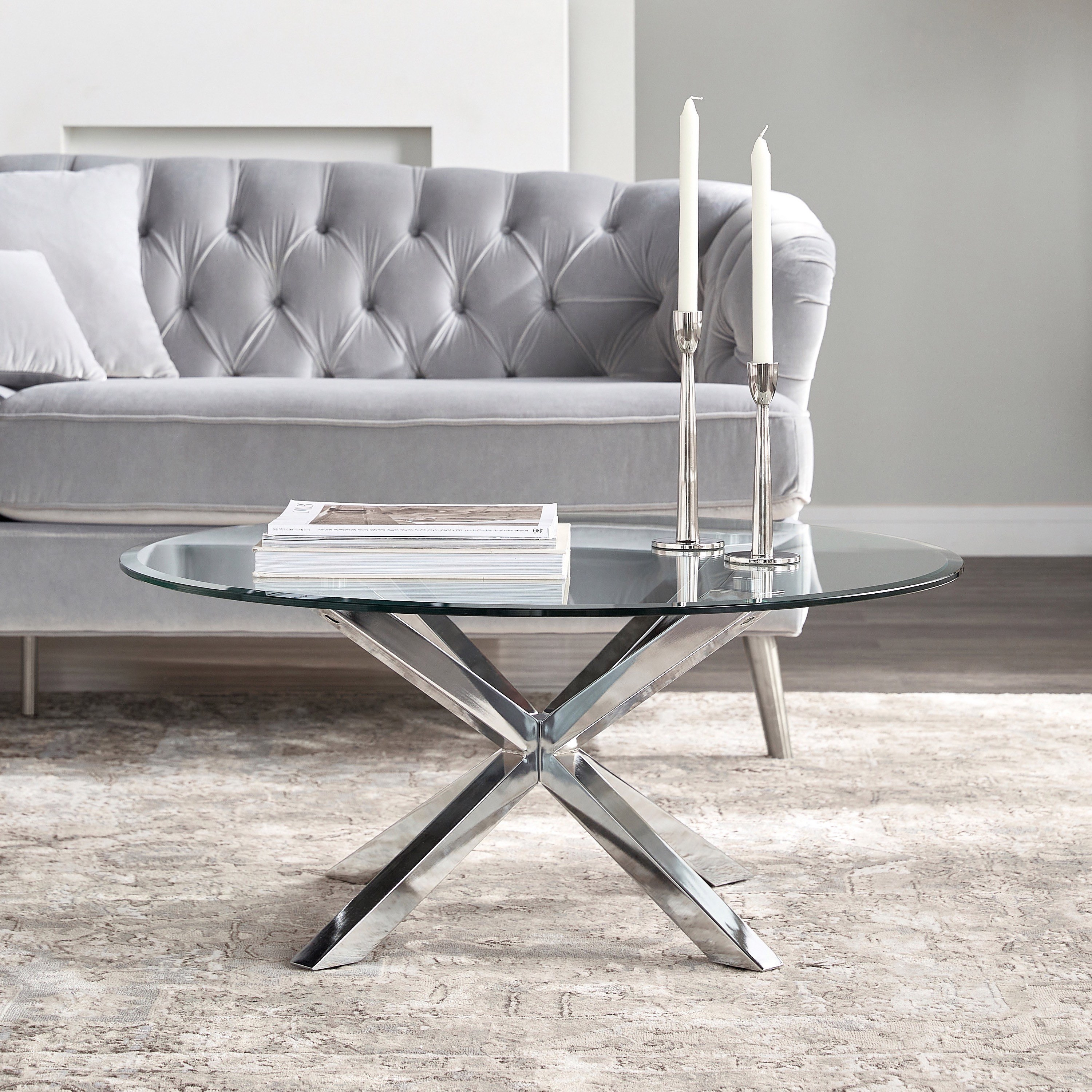 Ubuy Glass Coffee End Table Sets Elegant 3-Piece Coffee Table Set