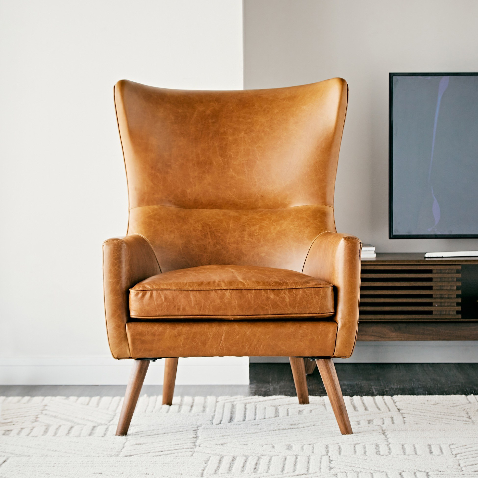 Erik leather wing online chair