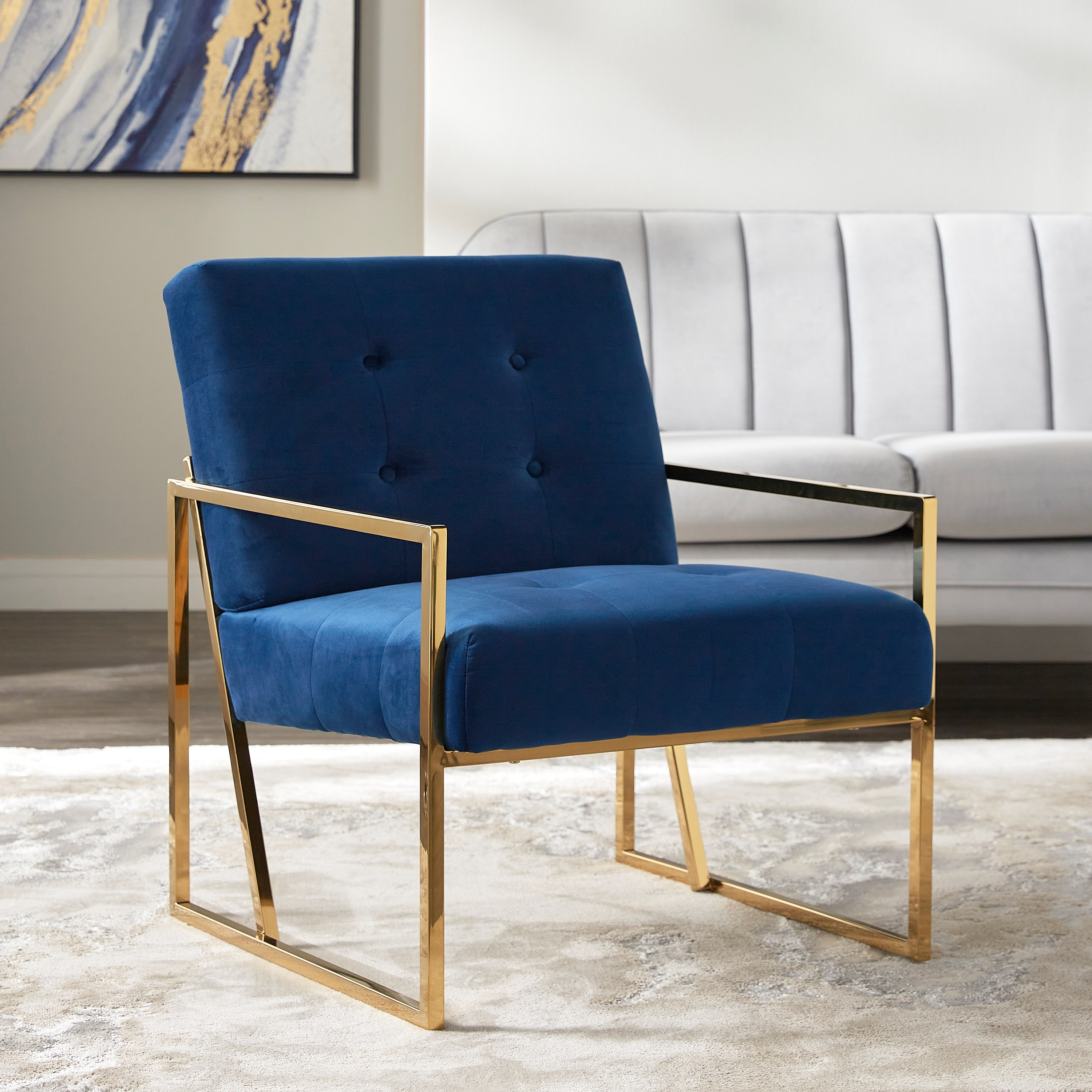 Blau Velvet Armchair