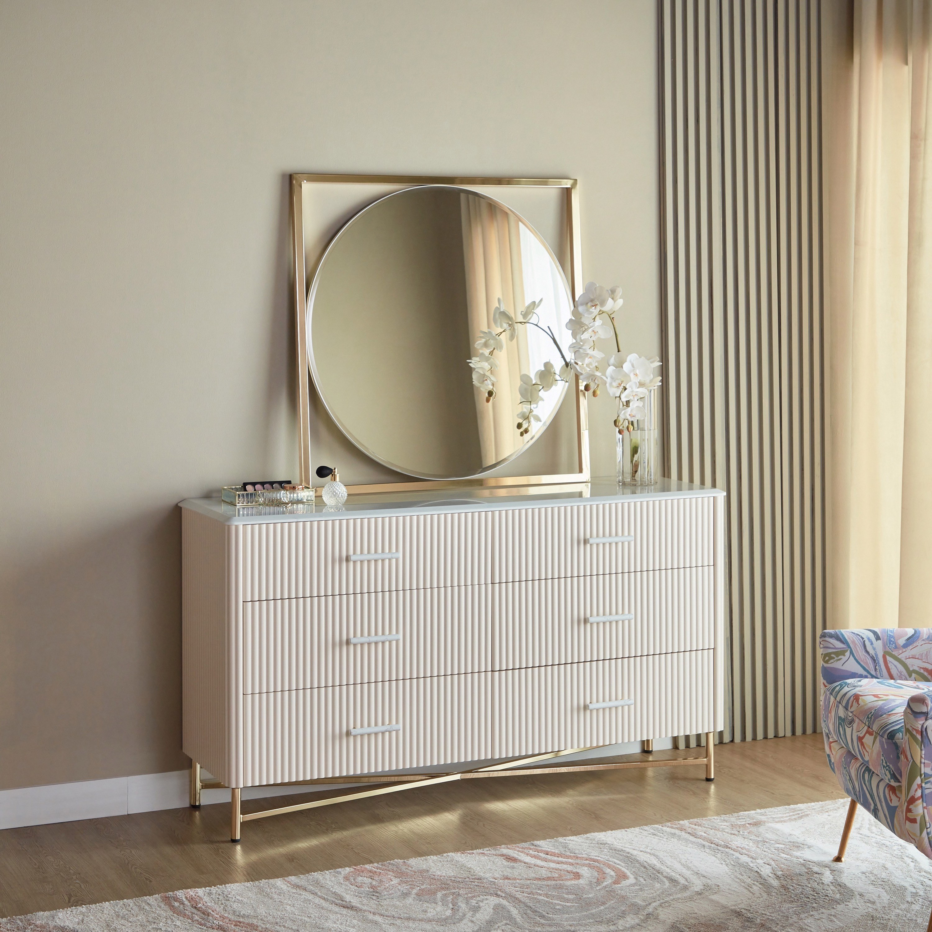 Kourtney 6-Drawer Dresser with Mirror