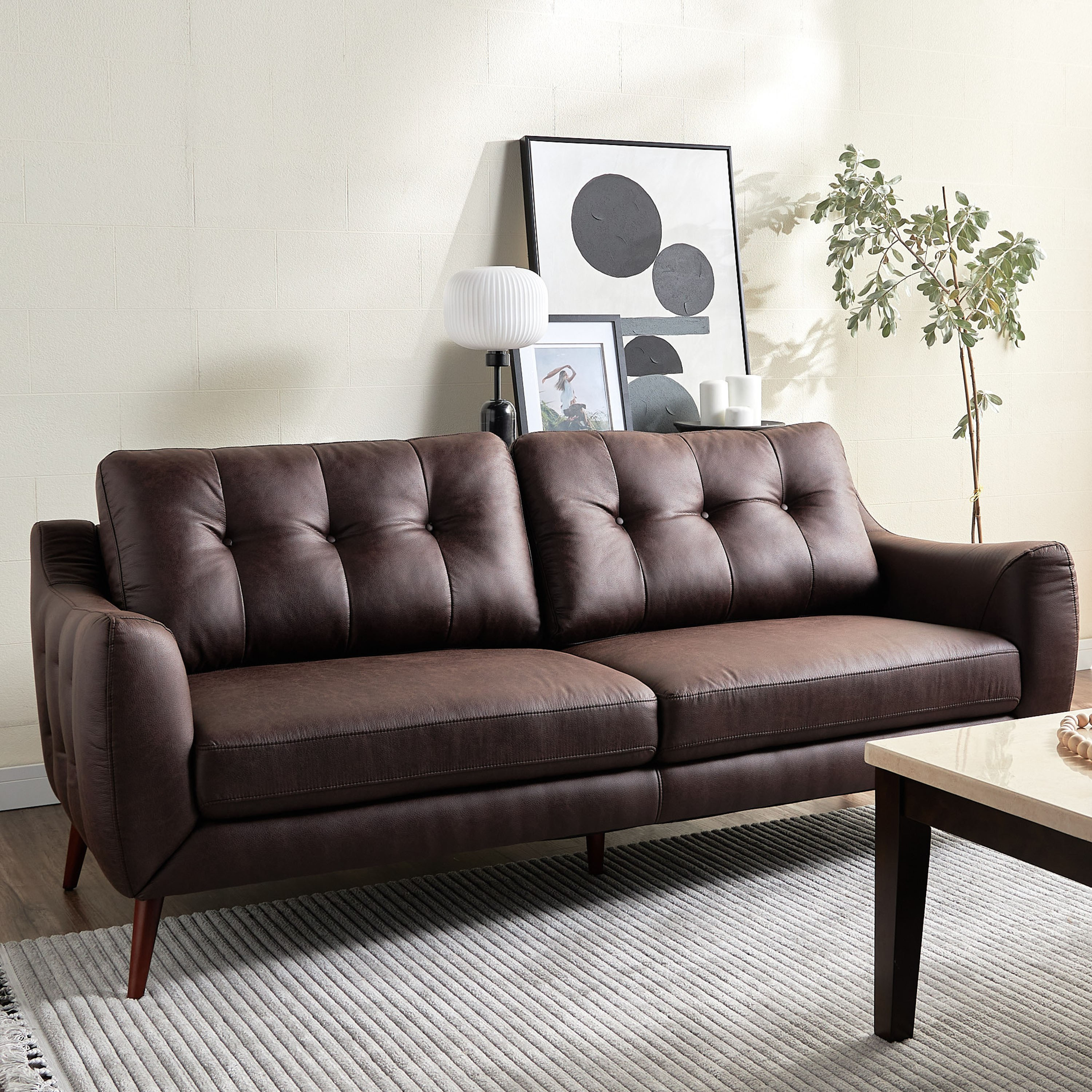 Novato 3-Seater Faux Leather Sofa