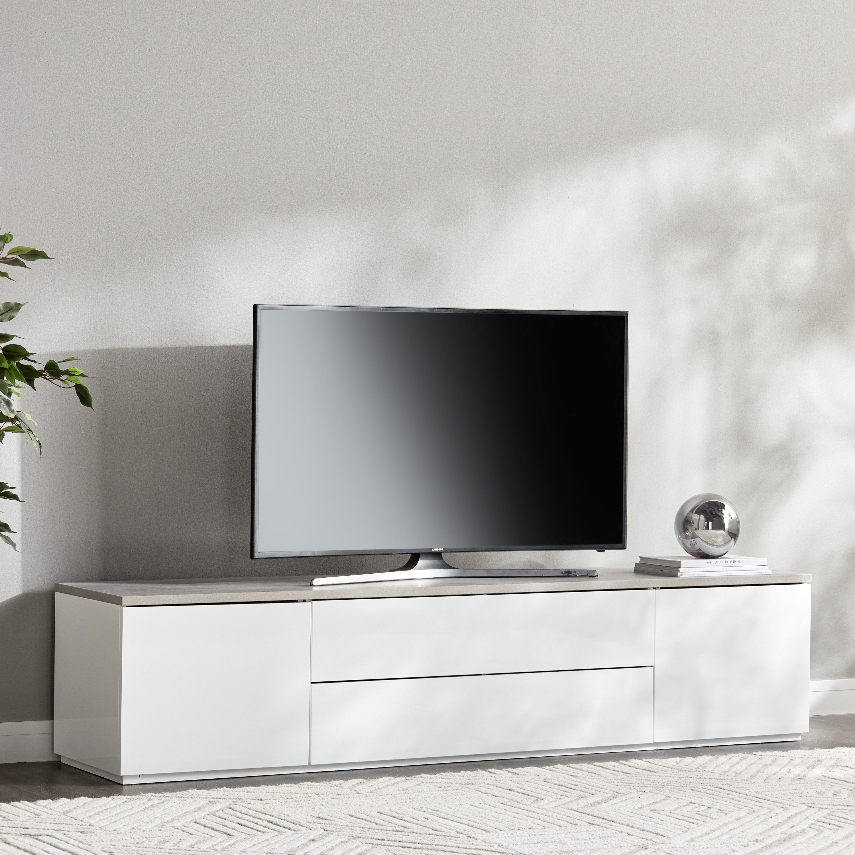 Tv unit deals white and grey