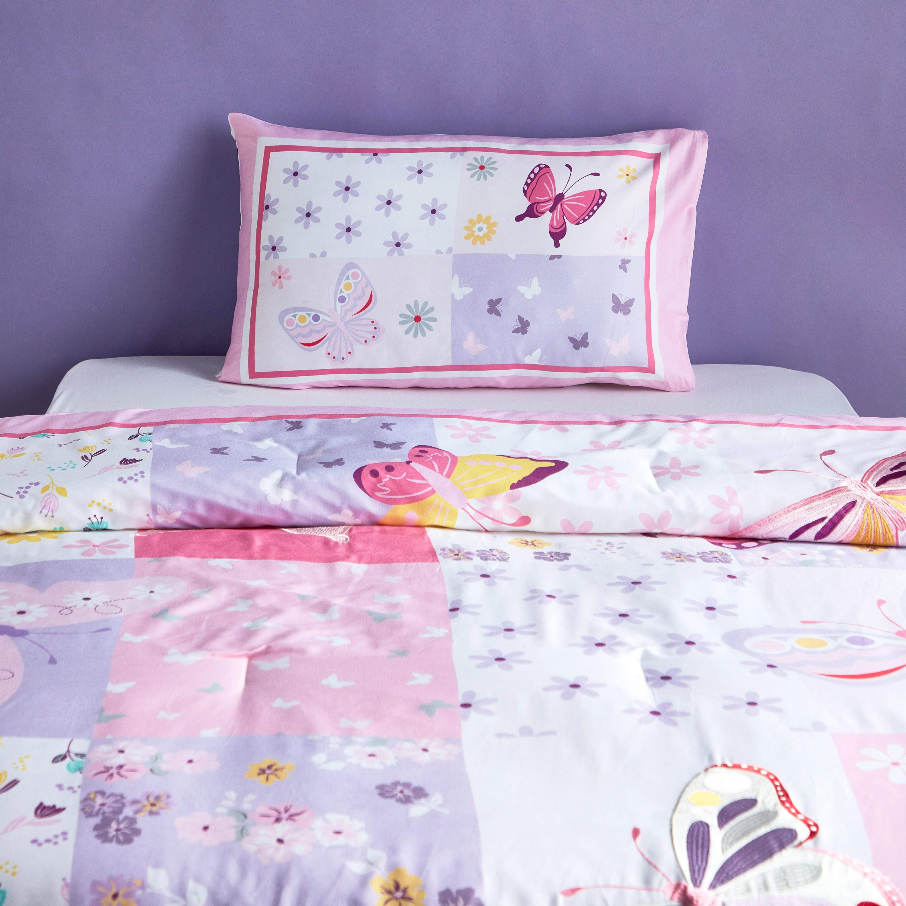 Carina Butterfly 2-Piece Single Comforter Set with Applique Detail - 135x220 cm