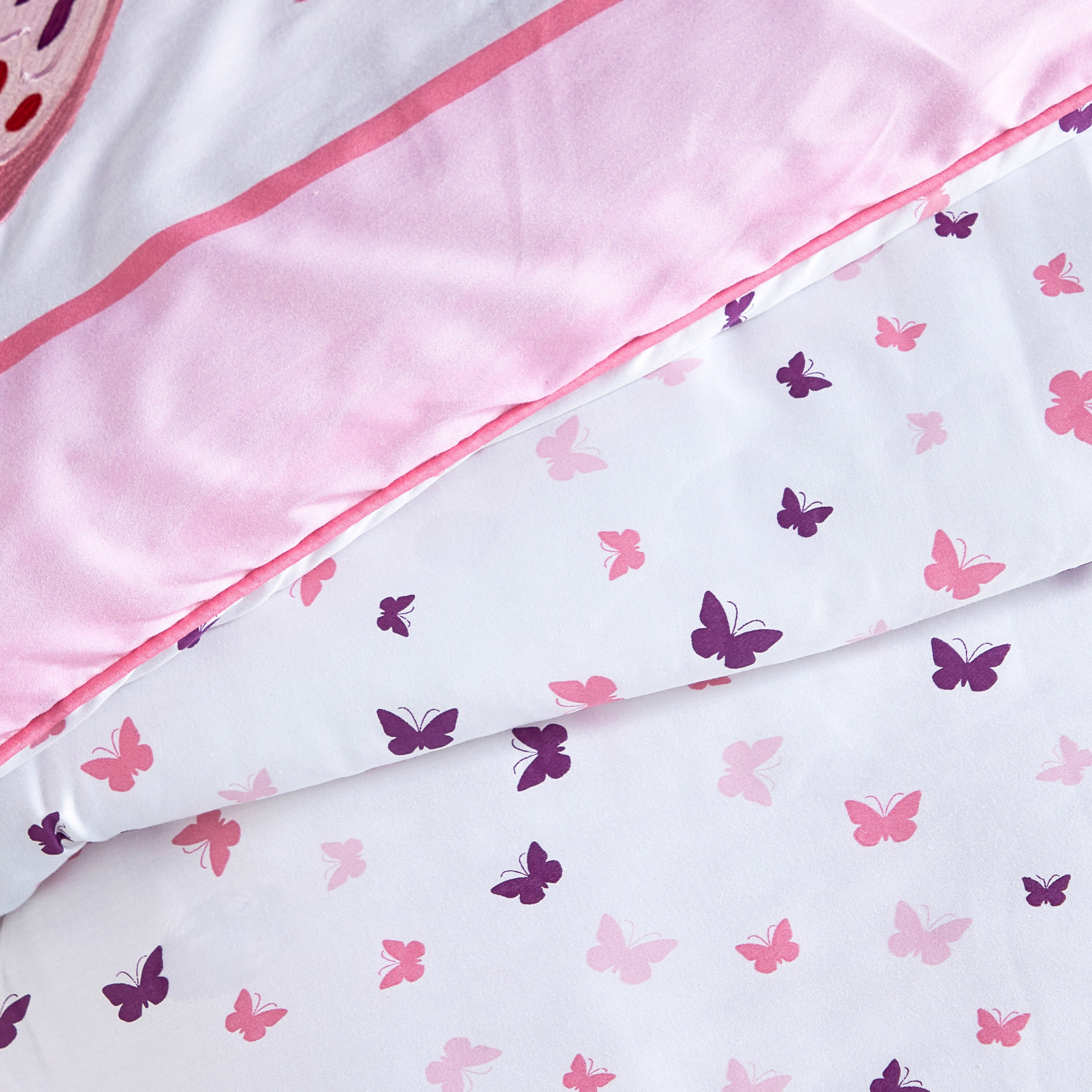 طقم لحاف فردي بطبعات فراشة وتفاصيل مزيّنة - كارينا- 135x220 سم-kids-beddingandwindows-bedding-comforters-image-3