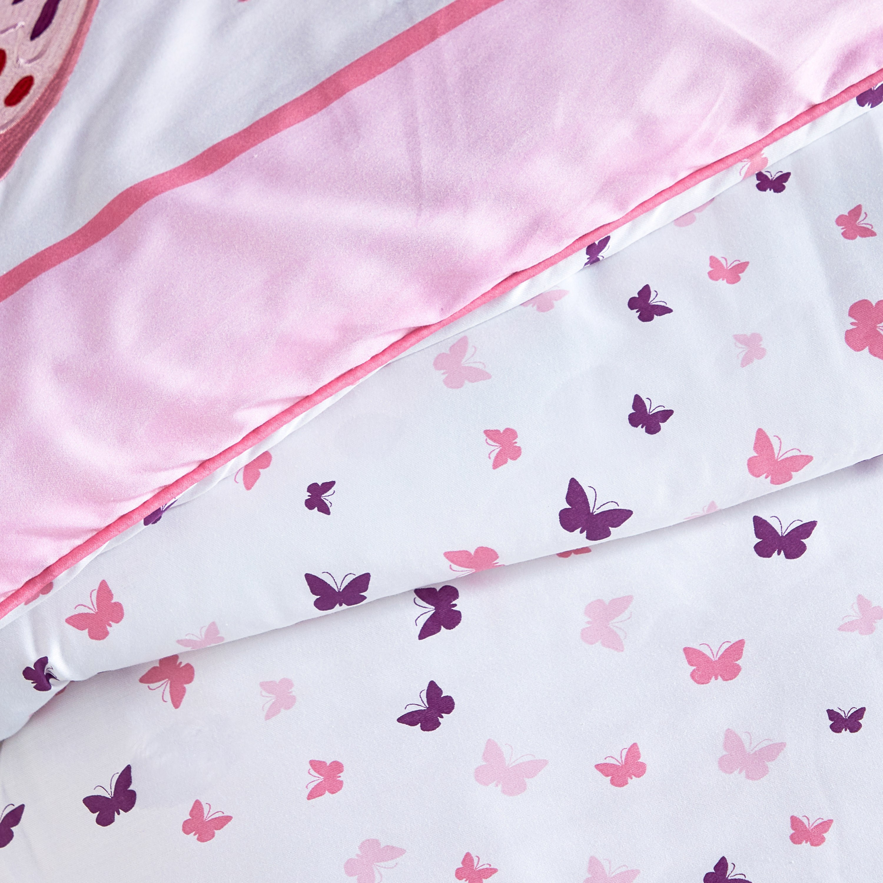طقم لحاف كامل بطبعات فراشة وتفاصيل مزيّنة - كارينا- 160x220 سم-kids-beddingandwindows-bedding-comforters-image-3