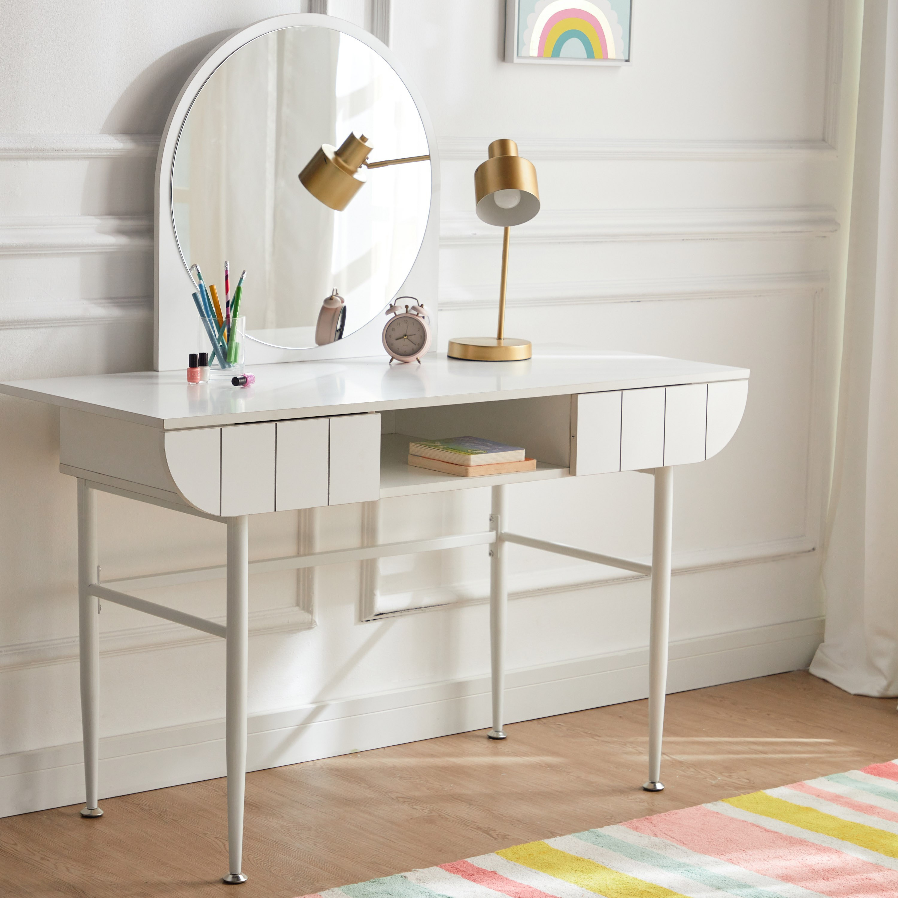 Moon Desk and Dresser with Mirror