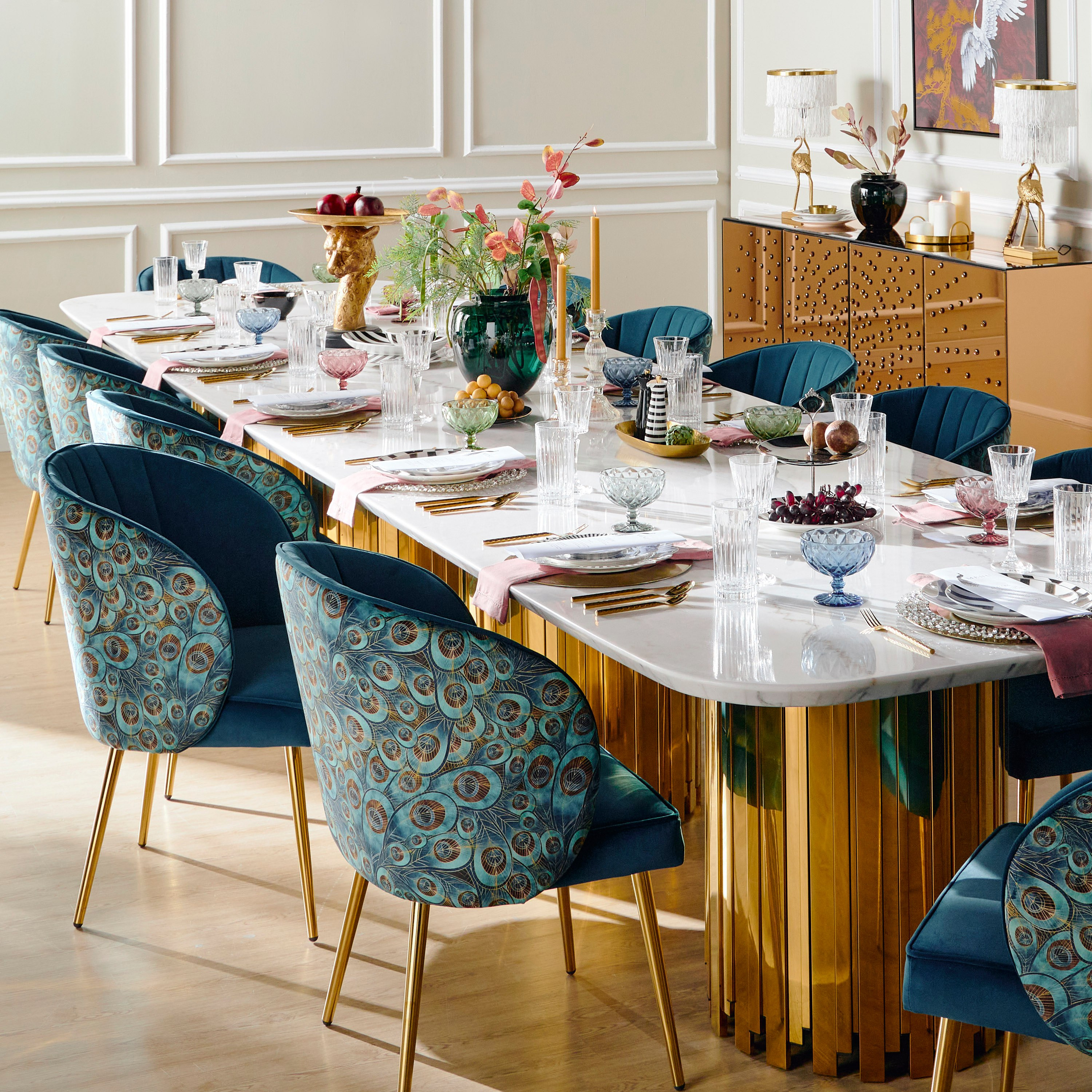 Velvet gold dining chair hot sale