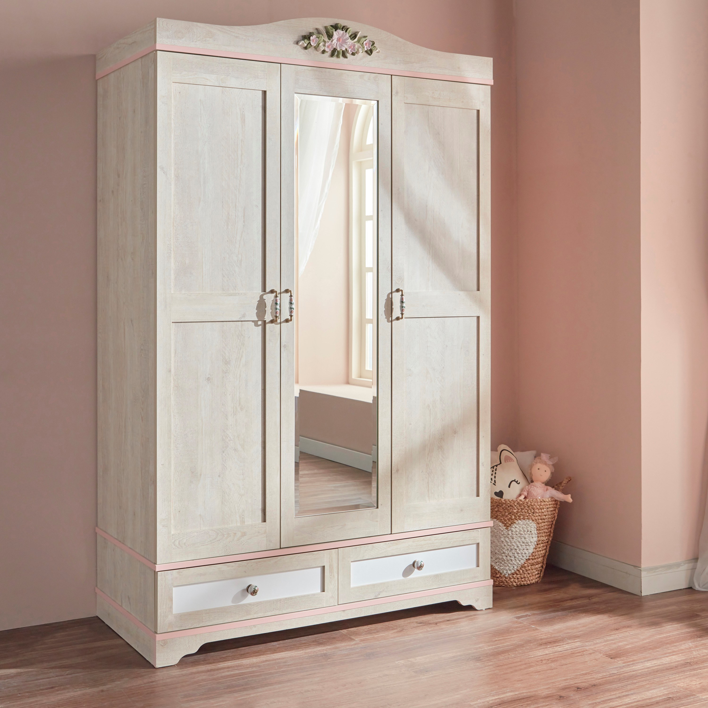 خزانة ملابس بـ3 أبواب وأدراج - إيفيلين-babyandkids-roomfurniture-wardrobes-image-1