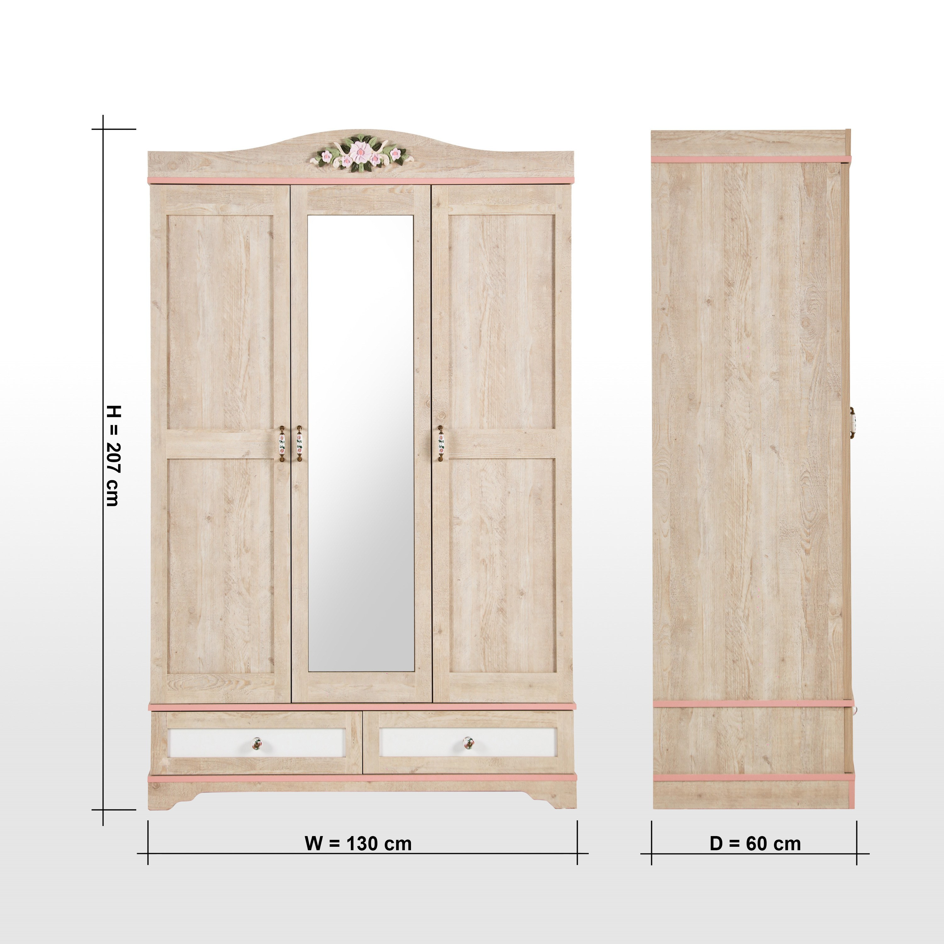 خزانة ملابس بـ3 أبواب وأدراج - إيفيلين-babyandkids-roomfurniture-wardrobes-image-9