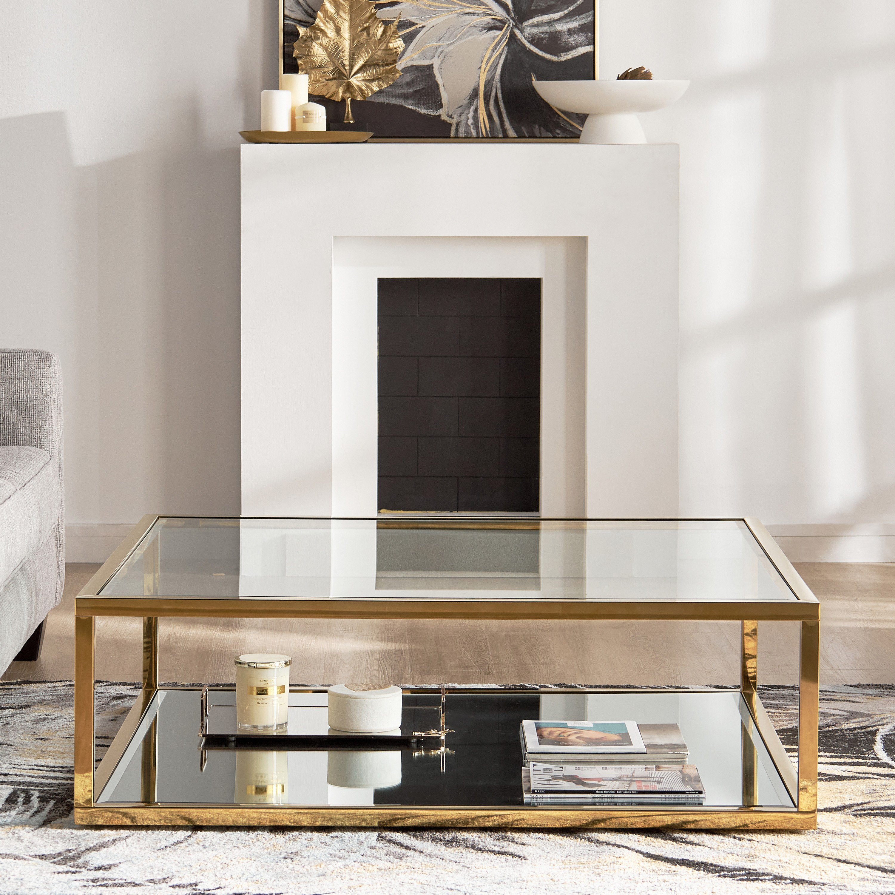 Glass rectangle 2024 coffee table