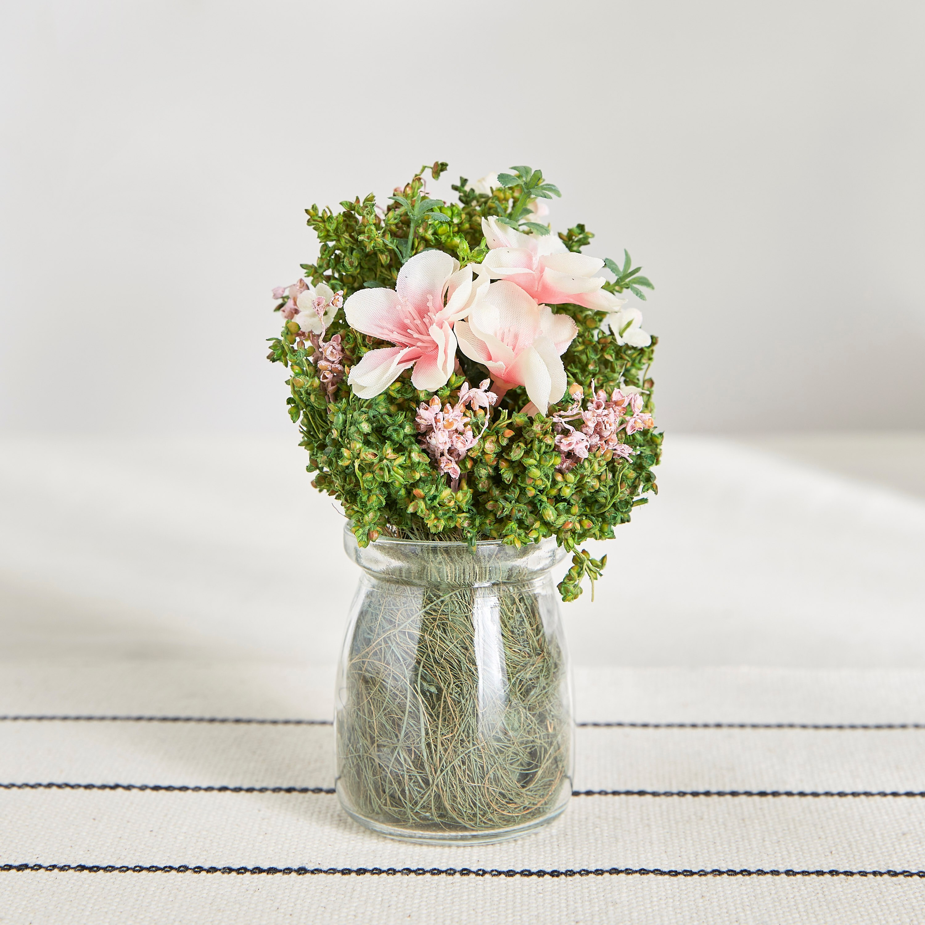 Lille Mixed Flowers in Glass Pot - 16 cm-household-gardenandoutdoor-artificialflowersandplants-flowers-image-1