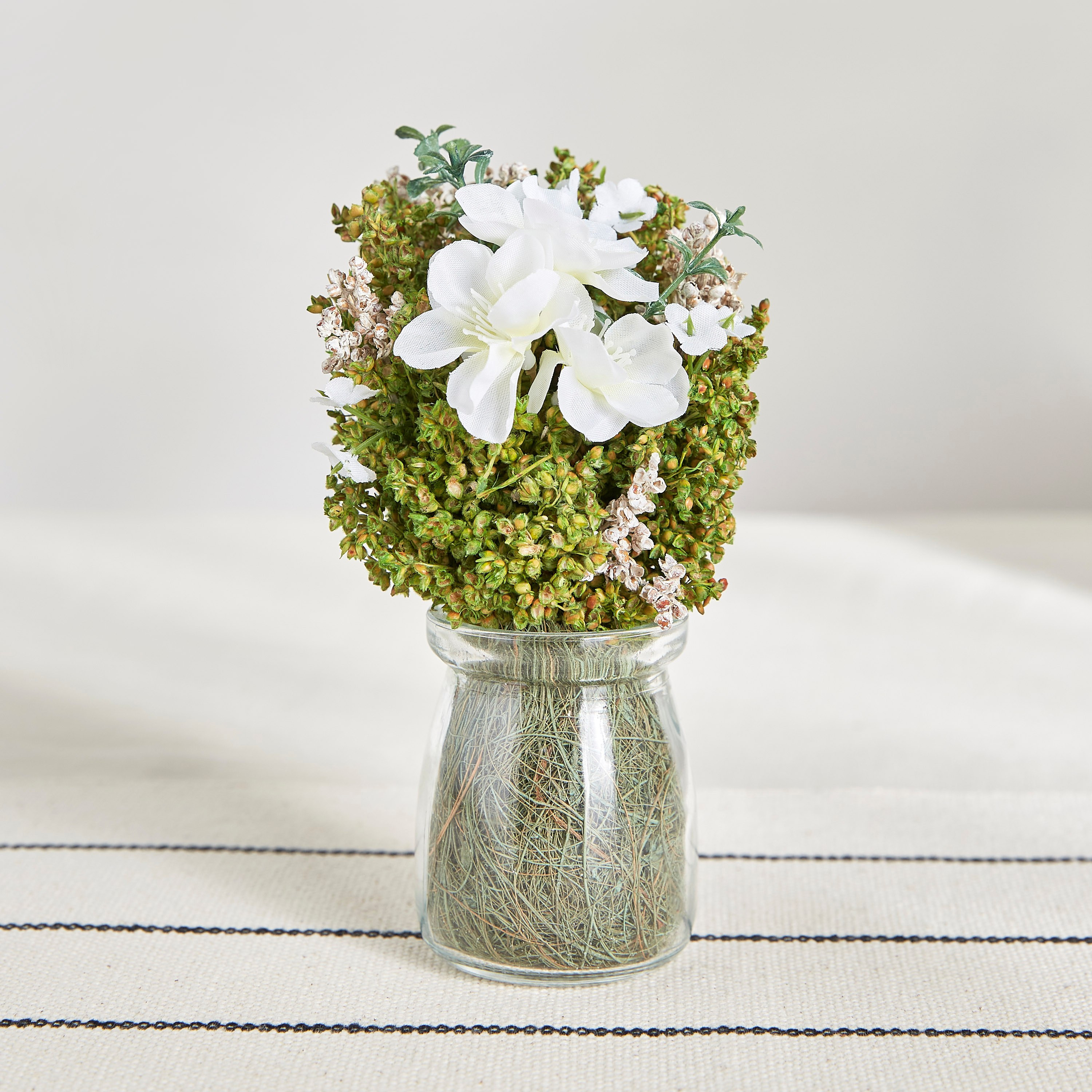 Lille Mixed Flowers in Glass Pot - 16 cm-household-gardenandoutdoor-artificialflowersandplants-flowers-image-1