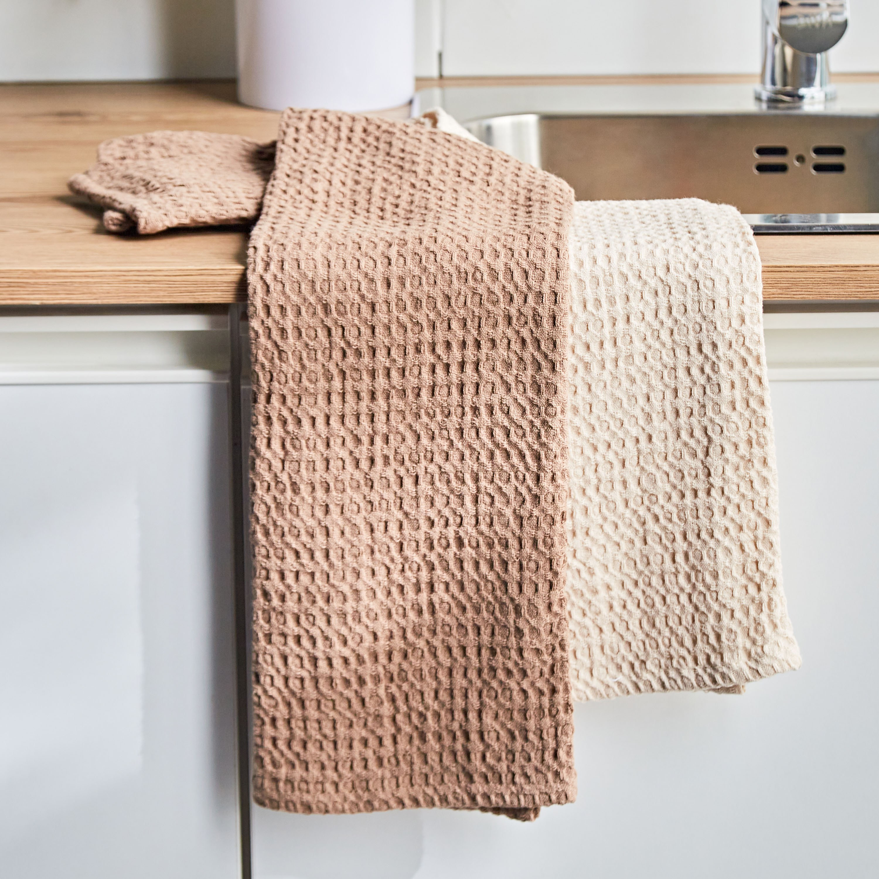 طقم مناشف مطبخ وافل قطعتين - 65x45 سم-household-kitchen-kitchenlinen-kitchentowelsandlinen-image-1