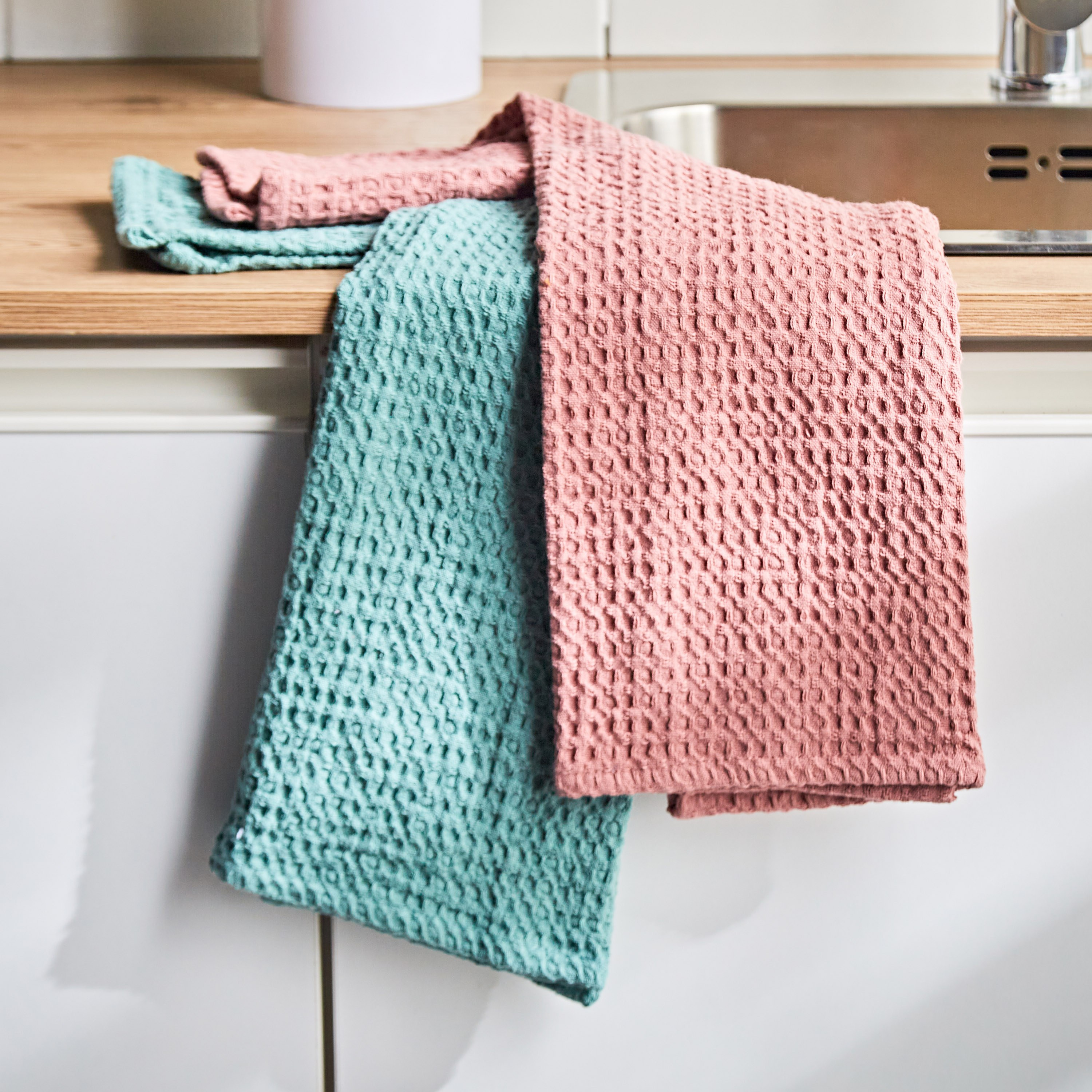 طقم مناشف مطبخ وافل قطعتين - 65x45 سم-household-kitchen-kitchenlinen-kitchentowelsandlinen-image-1