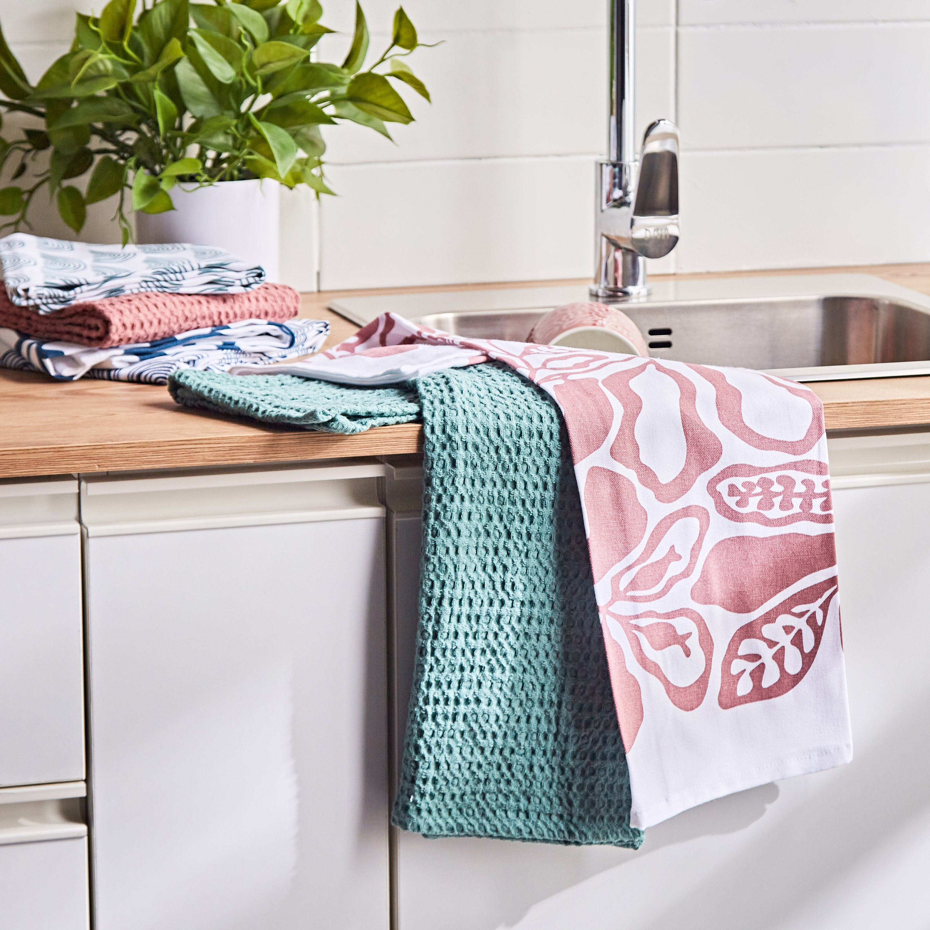 طقم مناشف مطبخ وافل قطعتين - 65x45 سم-household-kitchen-kitchenlinen-kitchentowelsandlinen-image-3