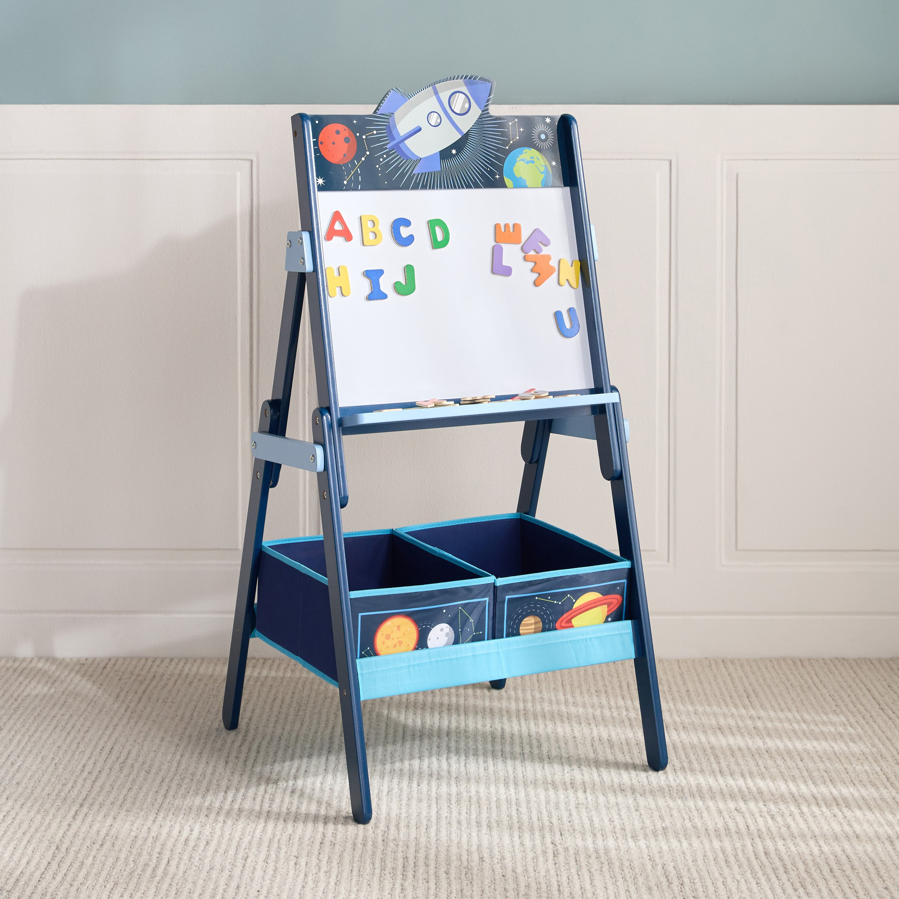 Space Adventures Wooden Activity Easel with Storage