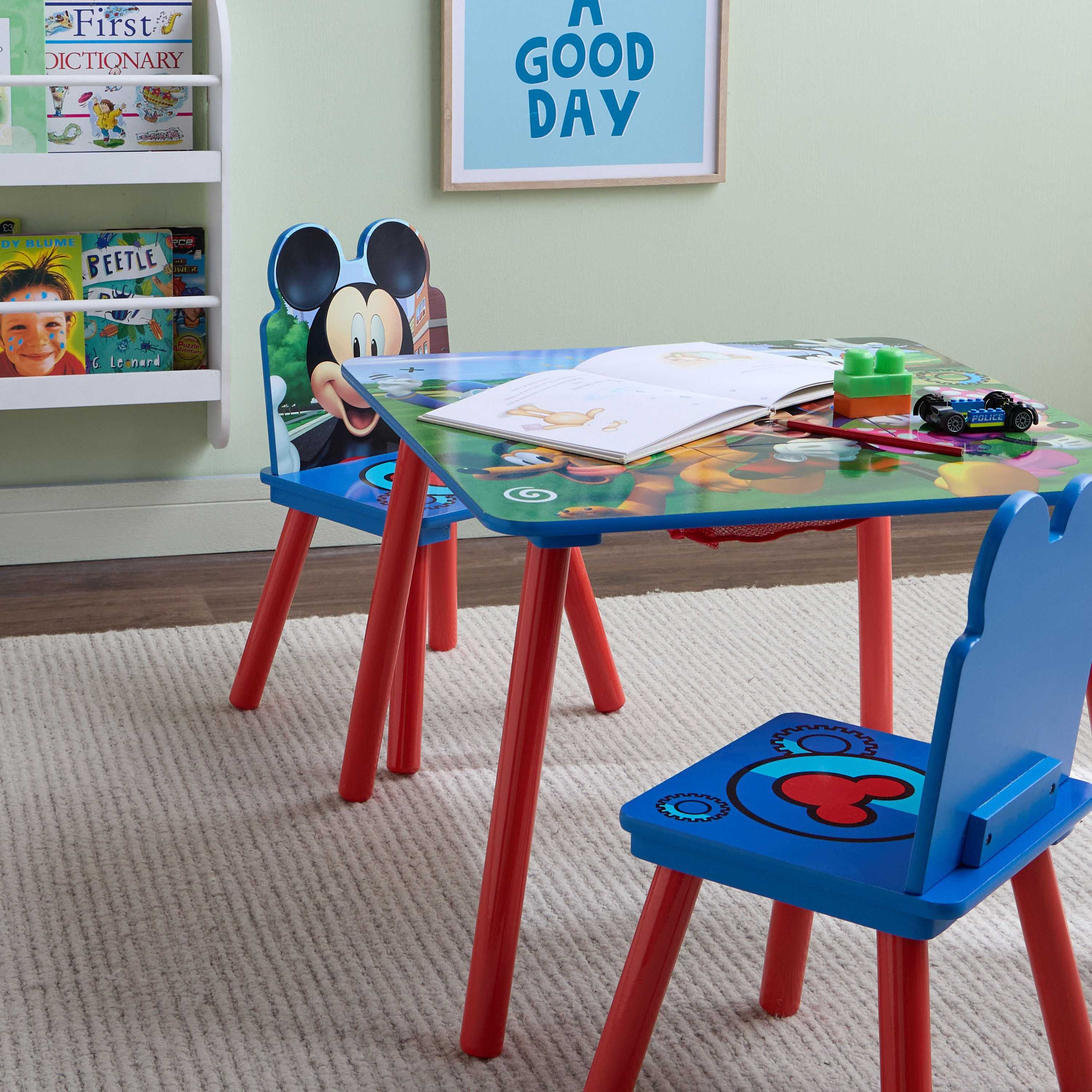 Disney Mickey Mouse 3-Piece Table and Chair Set with Storage