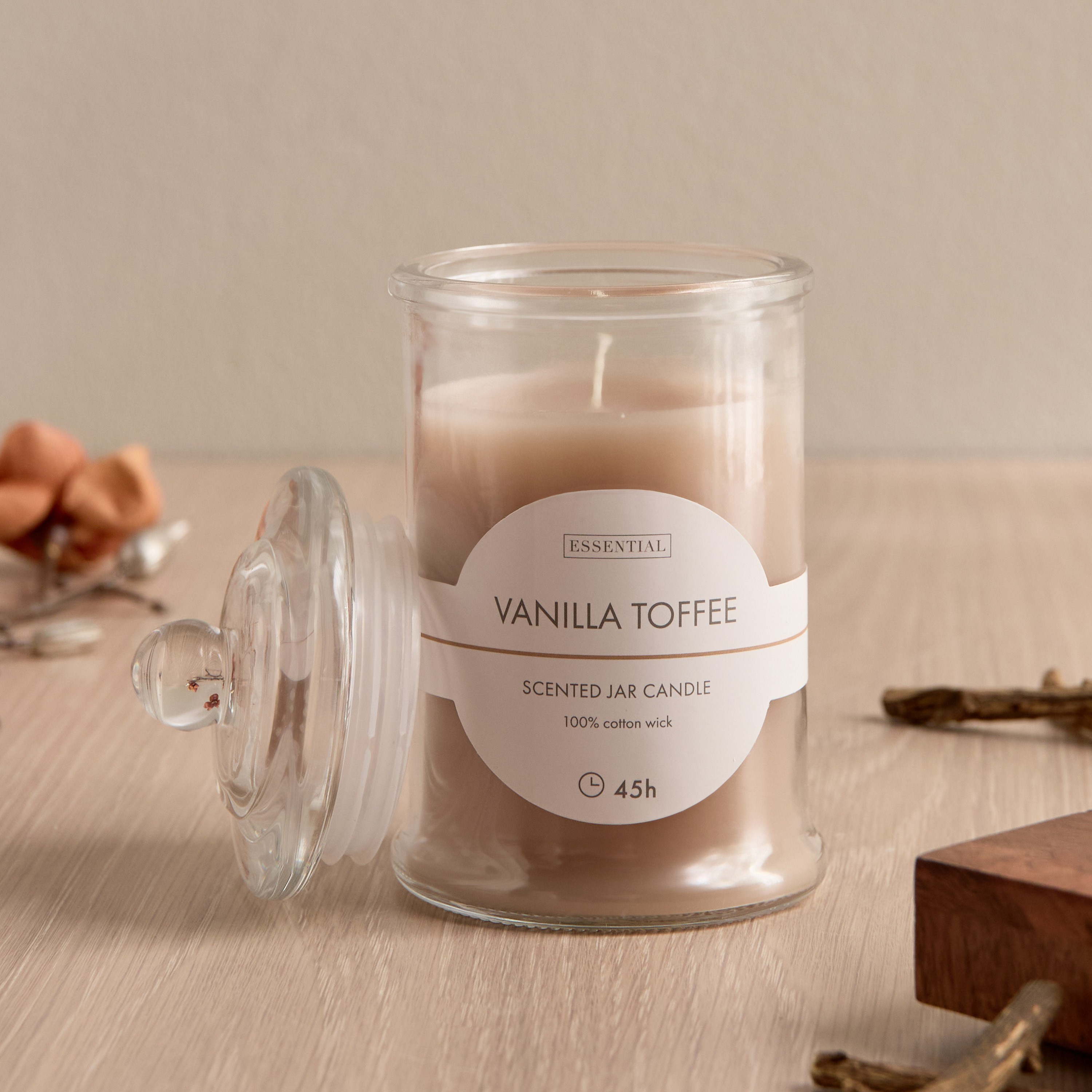 Essentials Vanilla Toffee Scented Jar Candle-household-homefragrance-candles-image-1