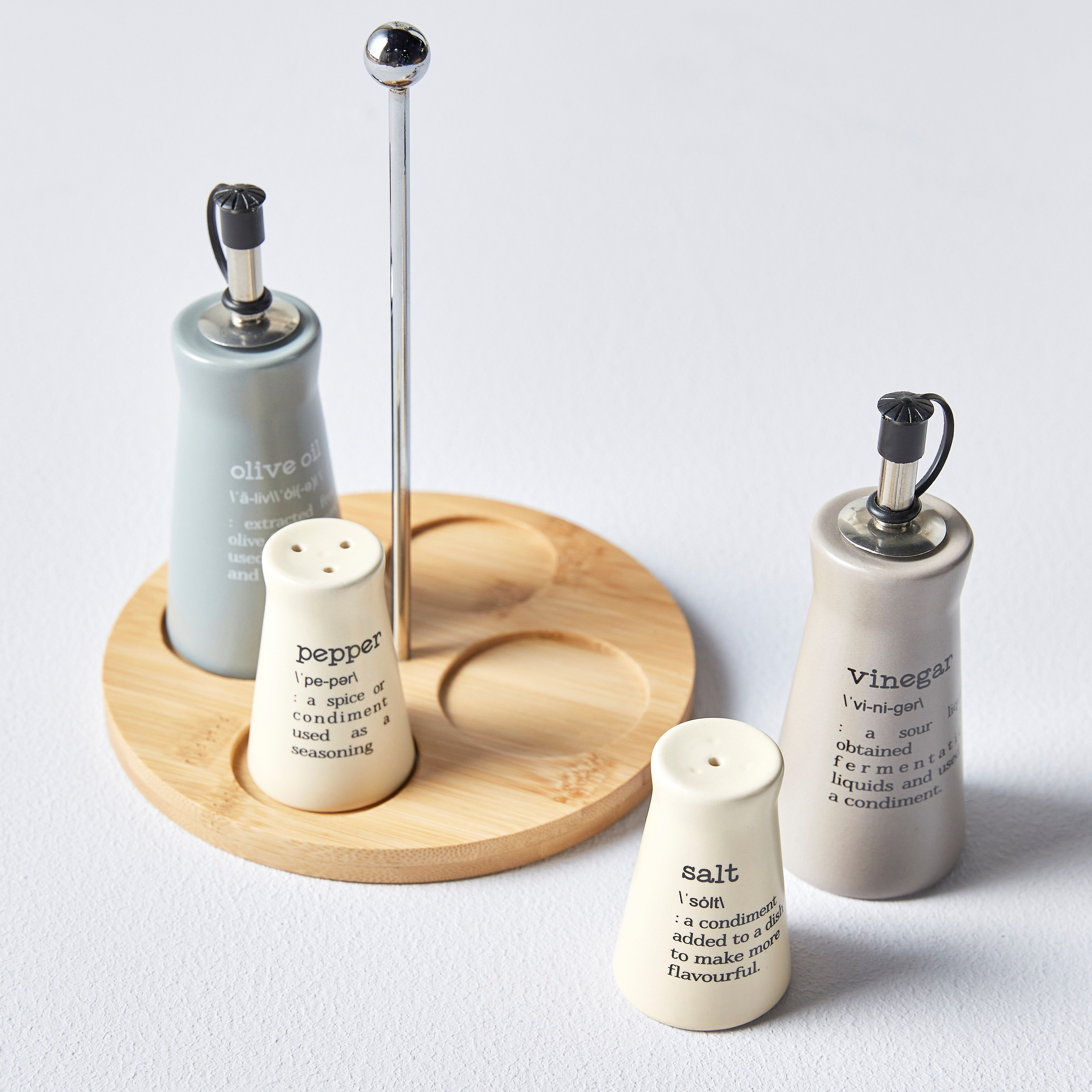Dishology Oil and Vinegar Bottle Set with Salt and Pepper Shakers-household-kitchen-foodstorage-saltandpeppershakers-image-2
