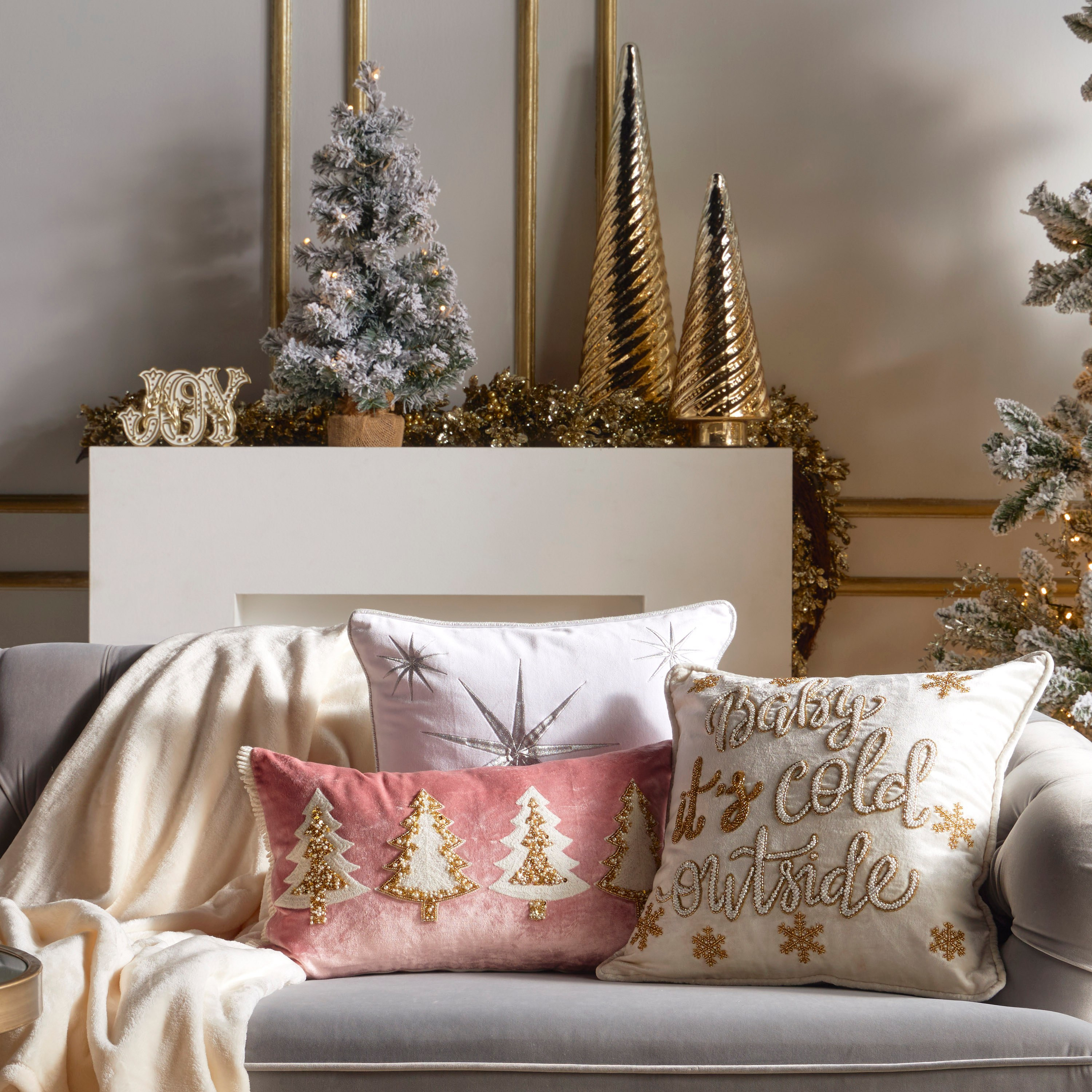 White and store gold christmas pillows