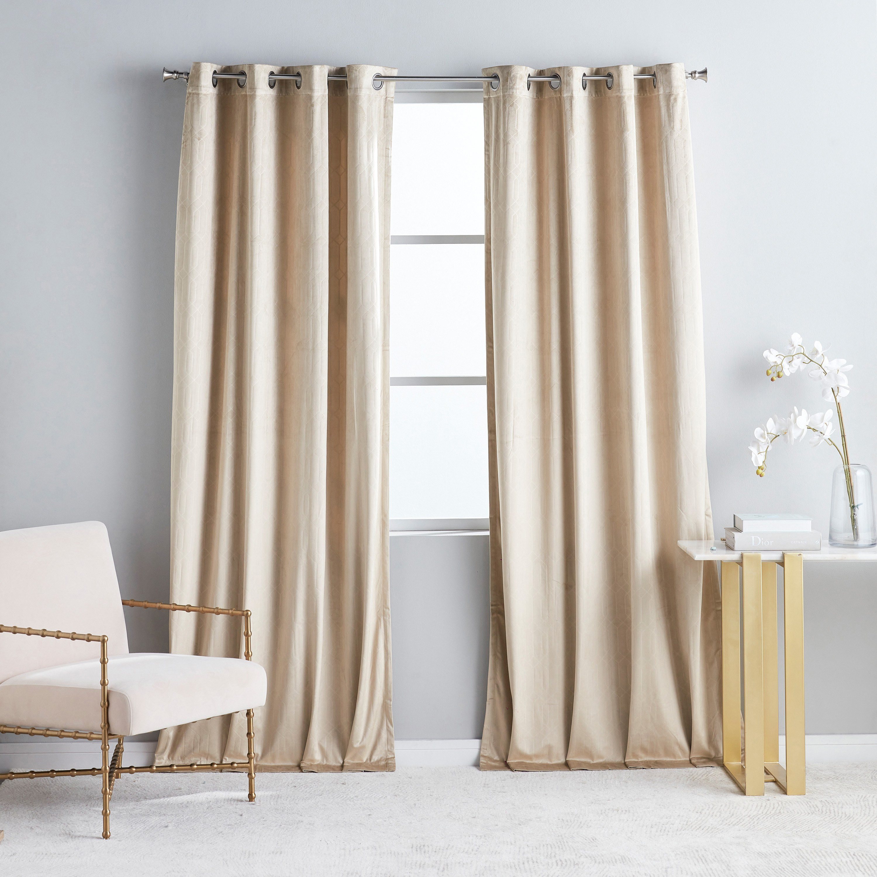 Ash 2-Piece Embossed Blackout Curtain Set - 135x240 cm-household-windows-curtains-image-1