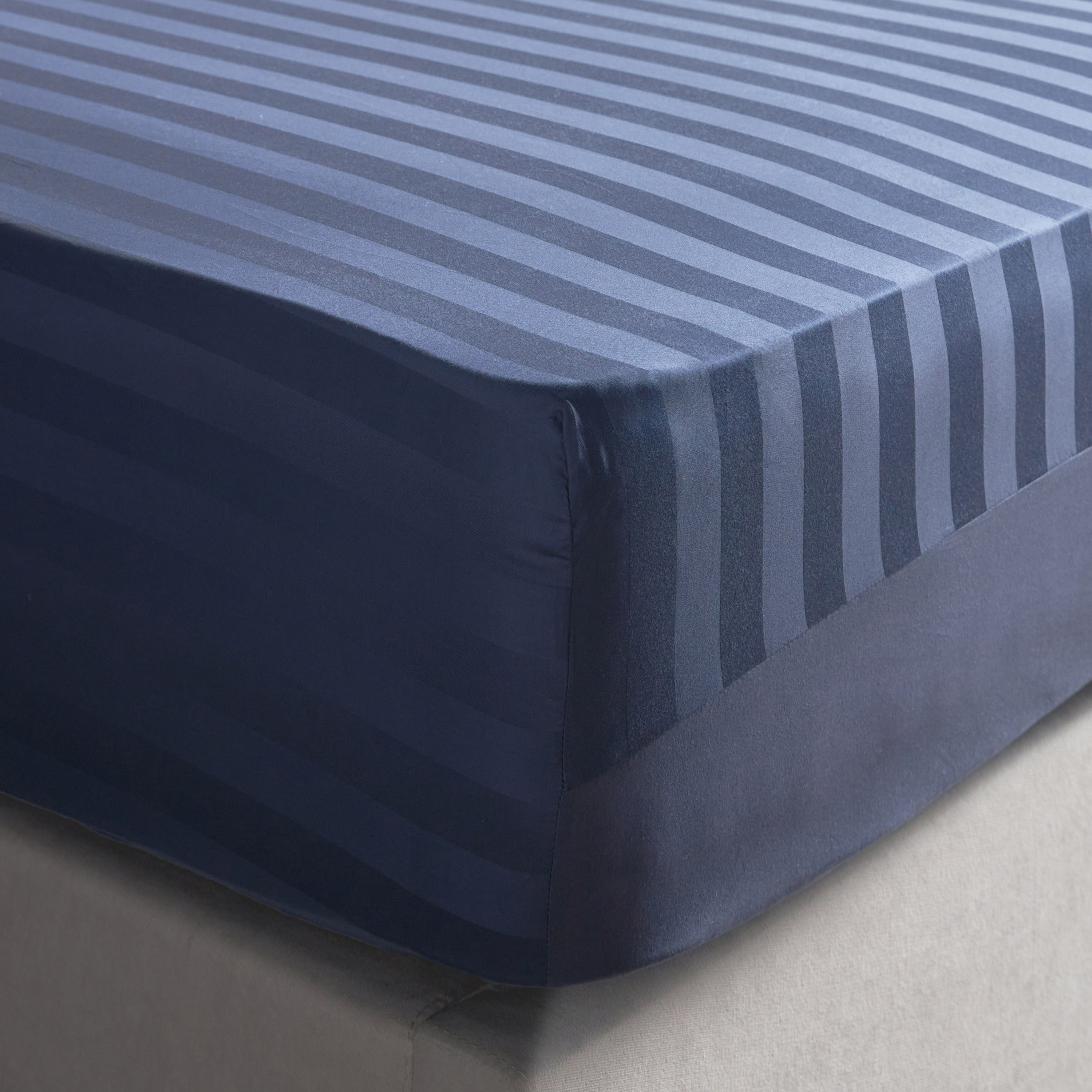 Satin Stripe Pima Cotton Sateen 525 Thread Count Queen Fitted Sheet - 160x200 cm