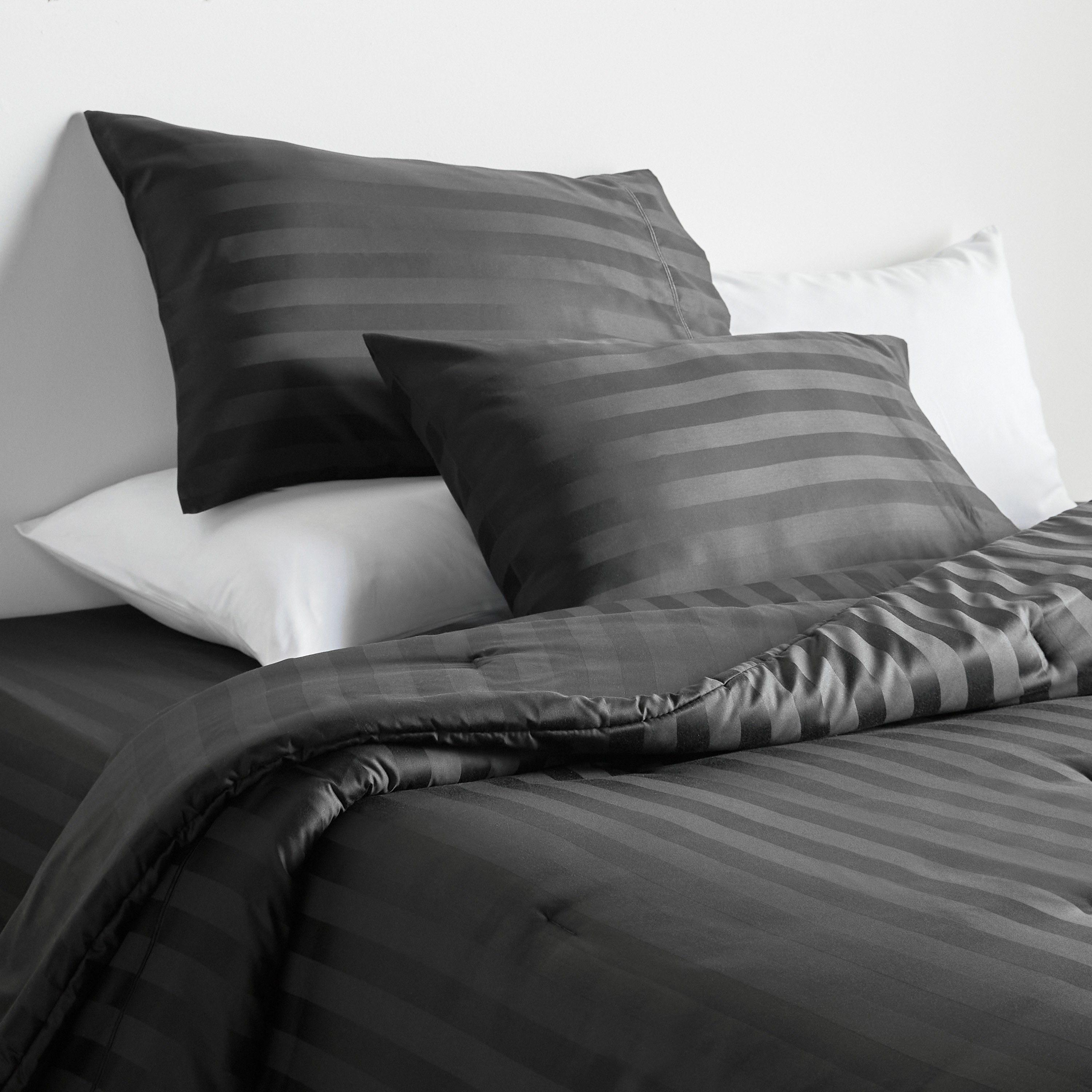 Satin Stripe Pima Cotton Sateen 525 Thread Count 3-Piece Super King Comforter Set - 250x260 cm