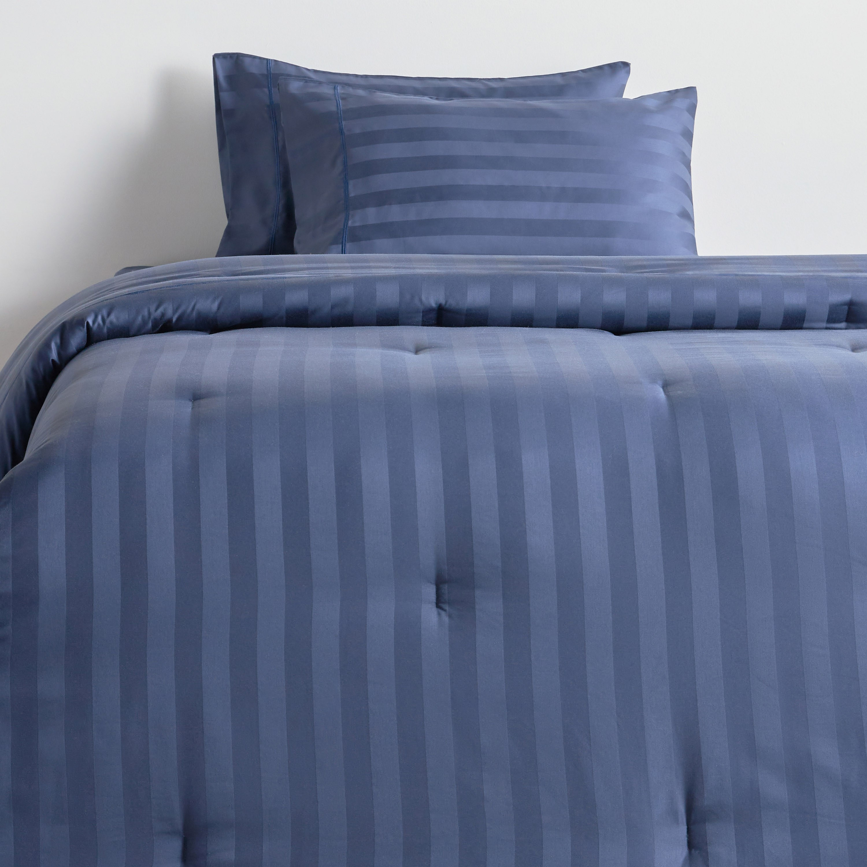 طقم لحاف سوبر كينج 3 قطع قطن بيما مخطط ستان بعدد خيوط 525 - 250x260 سم-household-bedding-comfortersandbedspreads-comforters-image-2