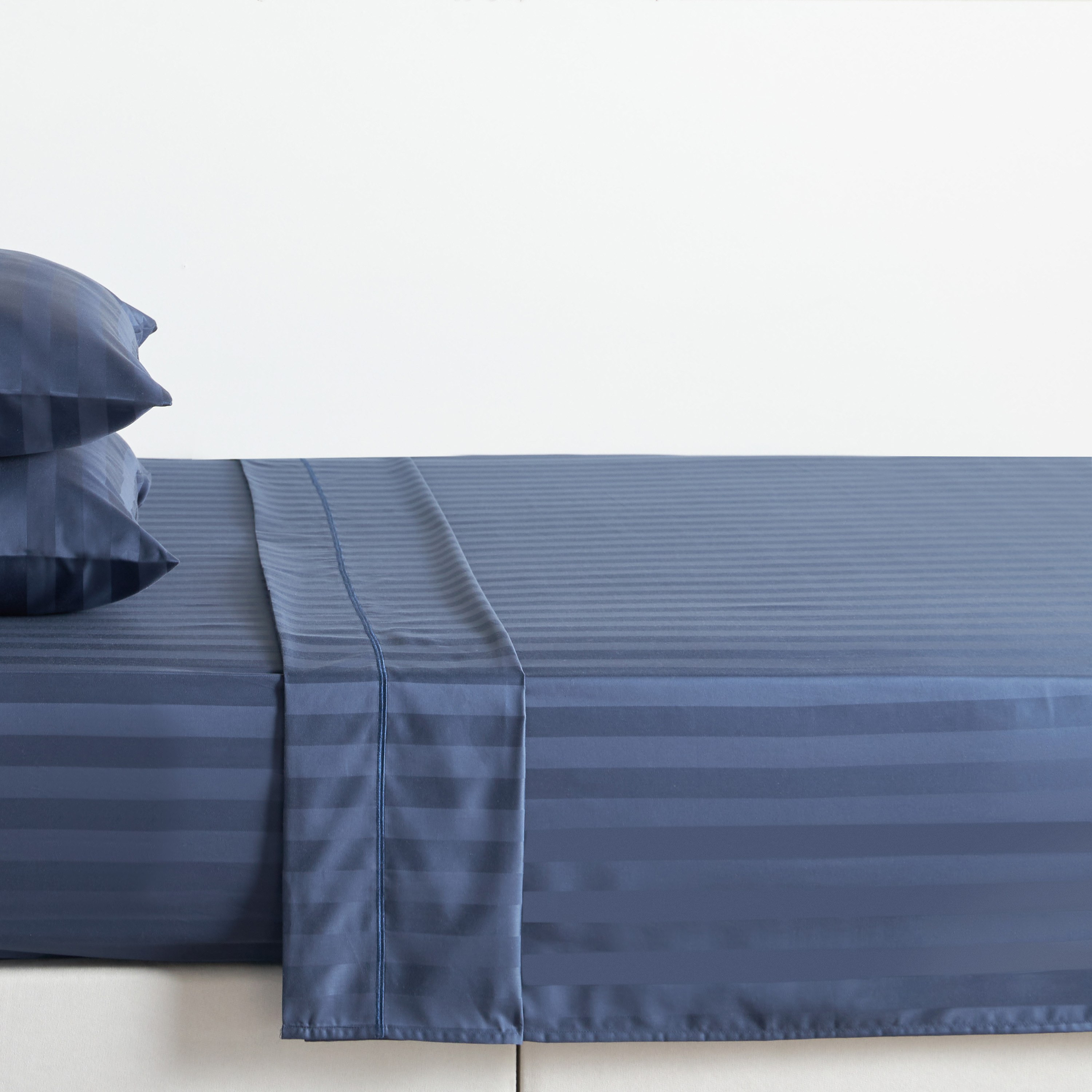 Satin Stripe Pima Cotton Sateen 525 Thread Count Super King Flat Sheet - 260x270 cm