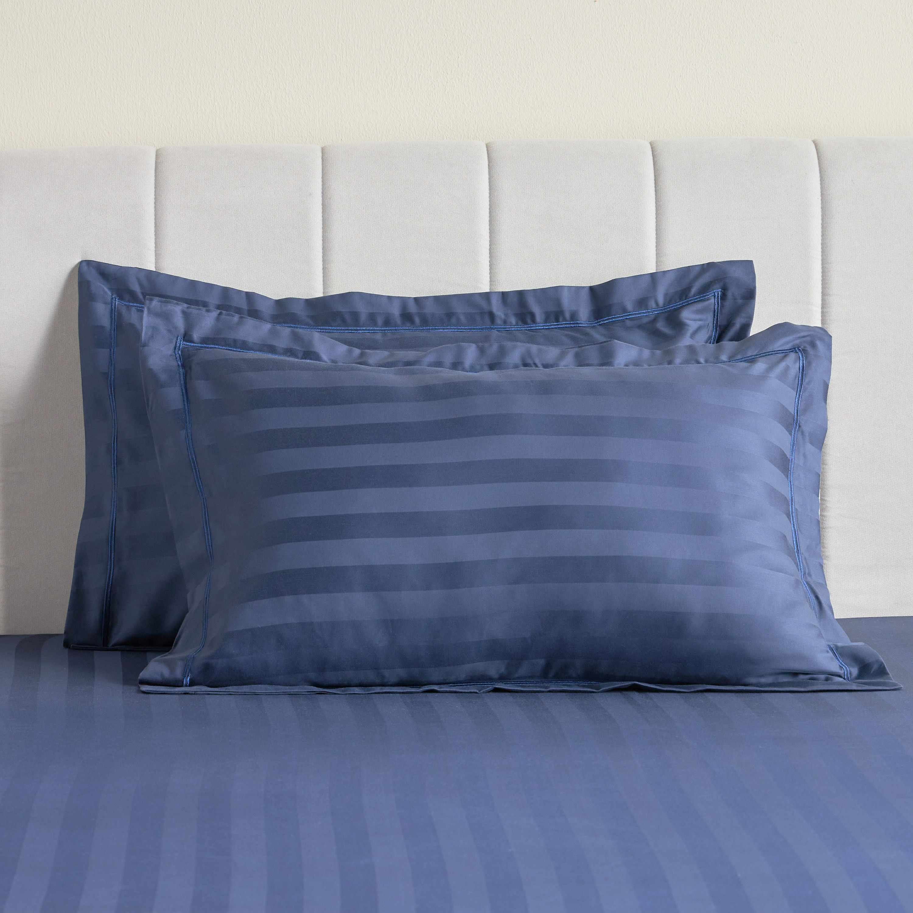 Satin Stripe Pima Cotton Sateen 525 Thread Count 2-Piece Standard Pillowcase Set - 50x75 cm