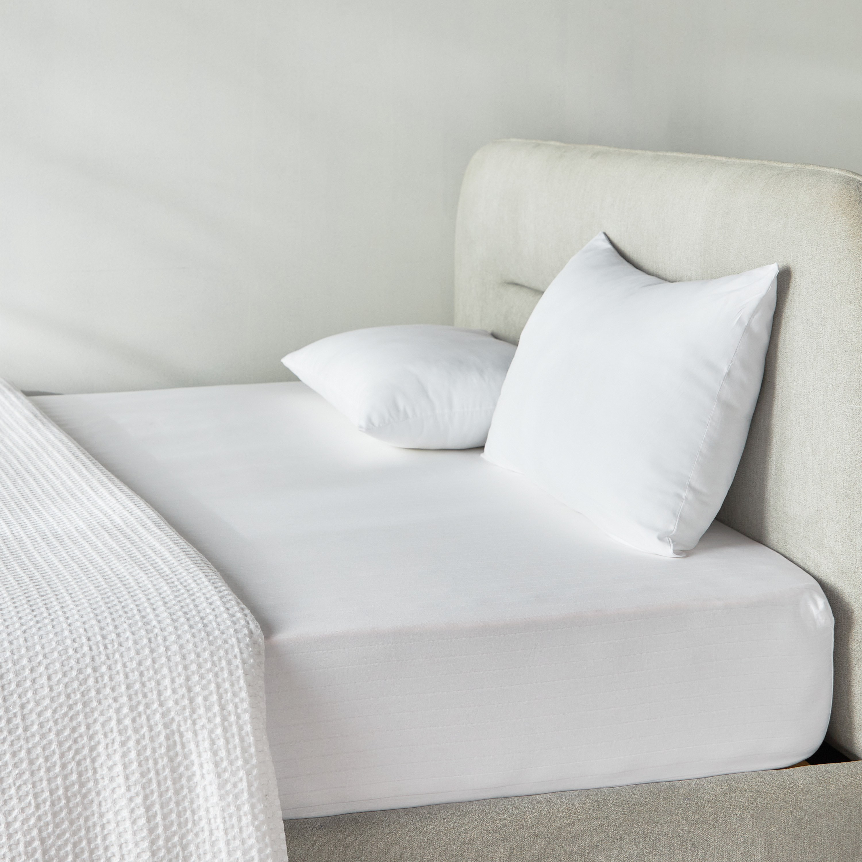 شرشف مطاطي كوين عدد خيوط 220 قطن ساتين - هامبتون - 160x200 سم-household-bedding-sheetsandpillowcases-fittedsheets-image-1