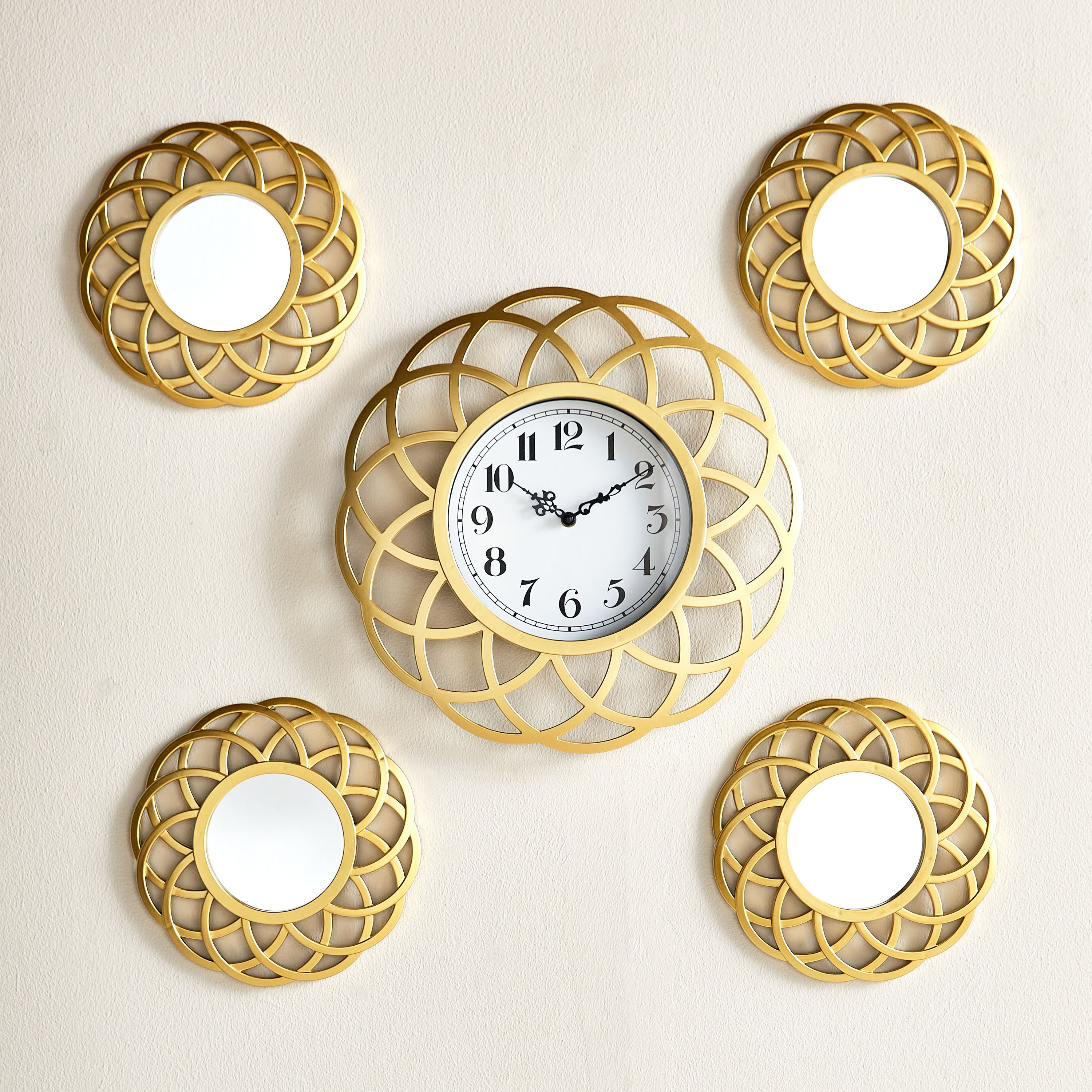 Shop Mandala 5-Piece Wall Clock and Mirrored Wall Decor Set