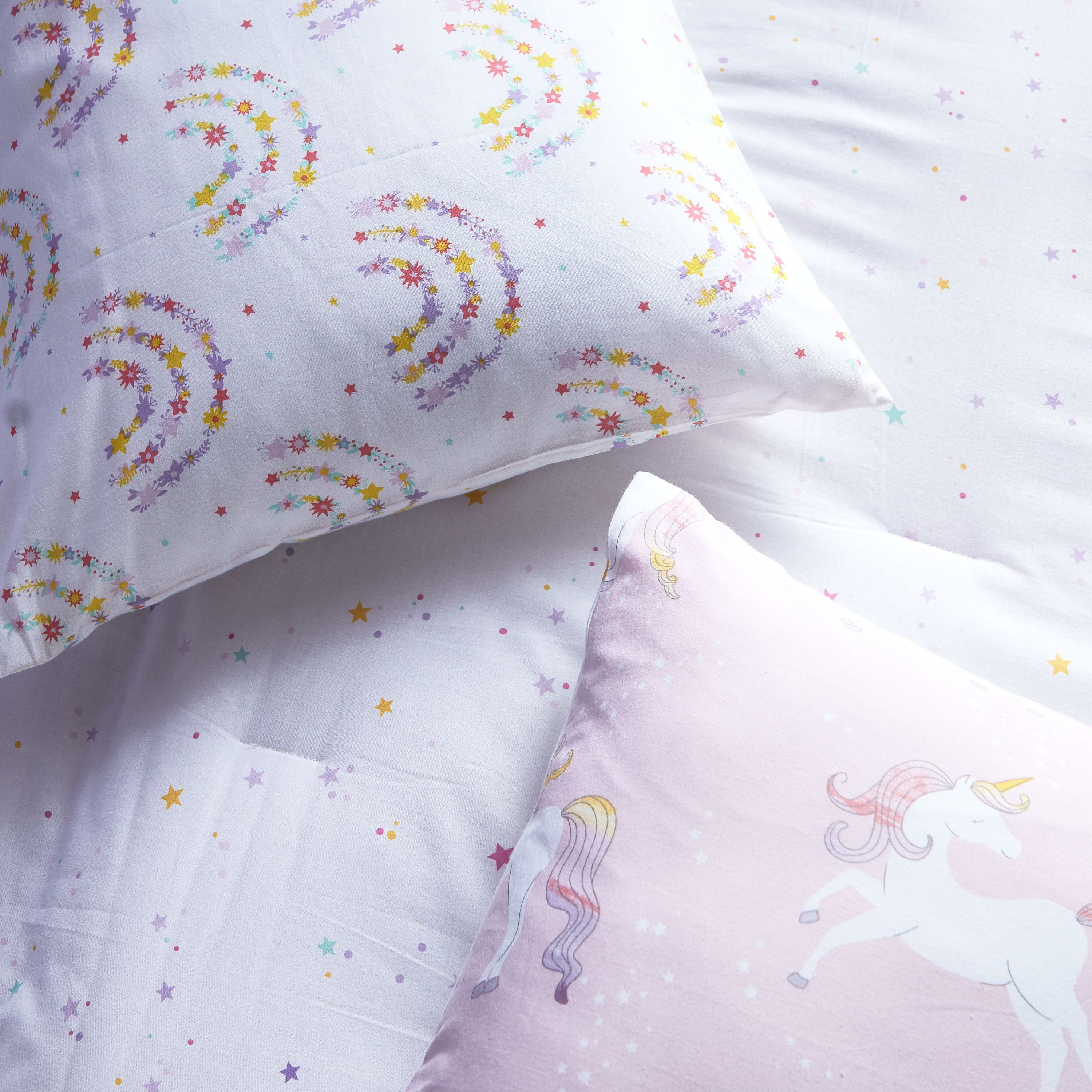 طقم لحاف وشرشف فردي 4 قطع قطن بطبعات يونيكورن - بيبا - 135x220 سم-babyandkids-beddingandwindows-bedding-comforters-image-4