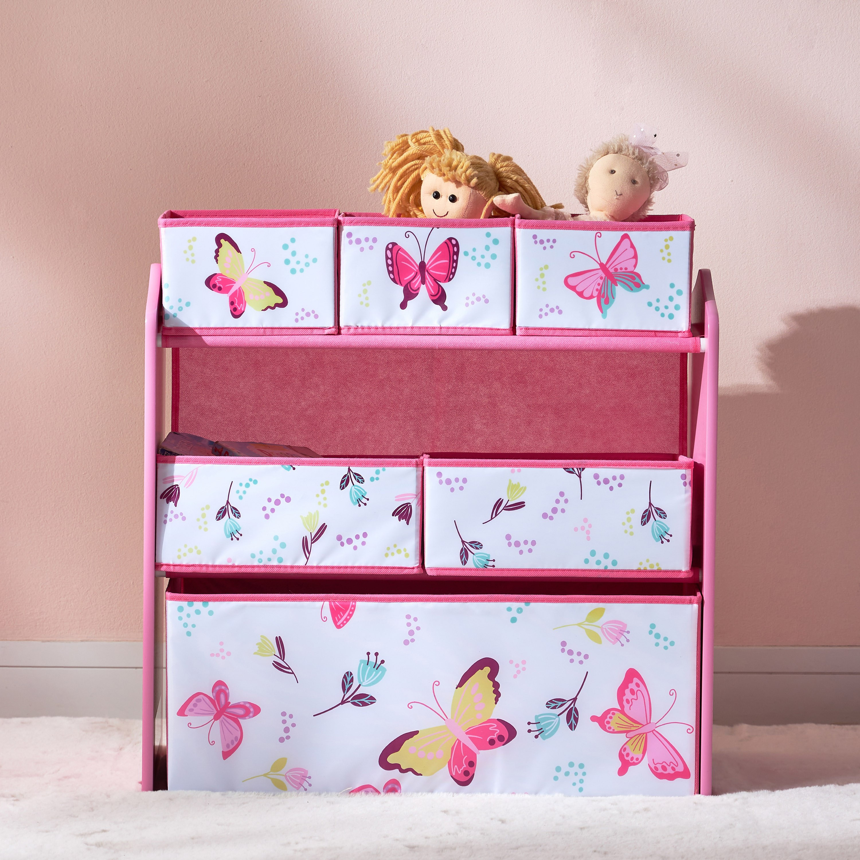 رف تخزين 3 مستويات بـ6 صناديق قماش بتصميم قوس قزح - أنابيل-babyandkids-bathandstorage-storage-plasticstorage-image-2