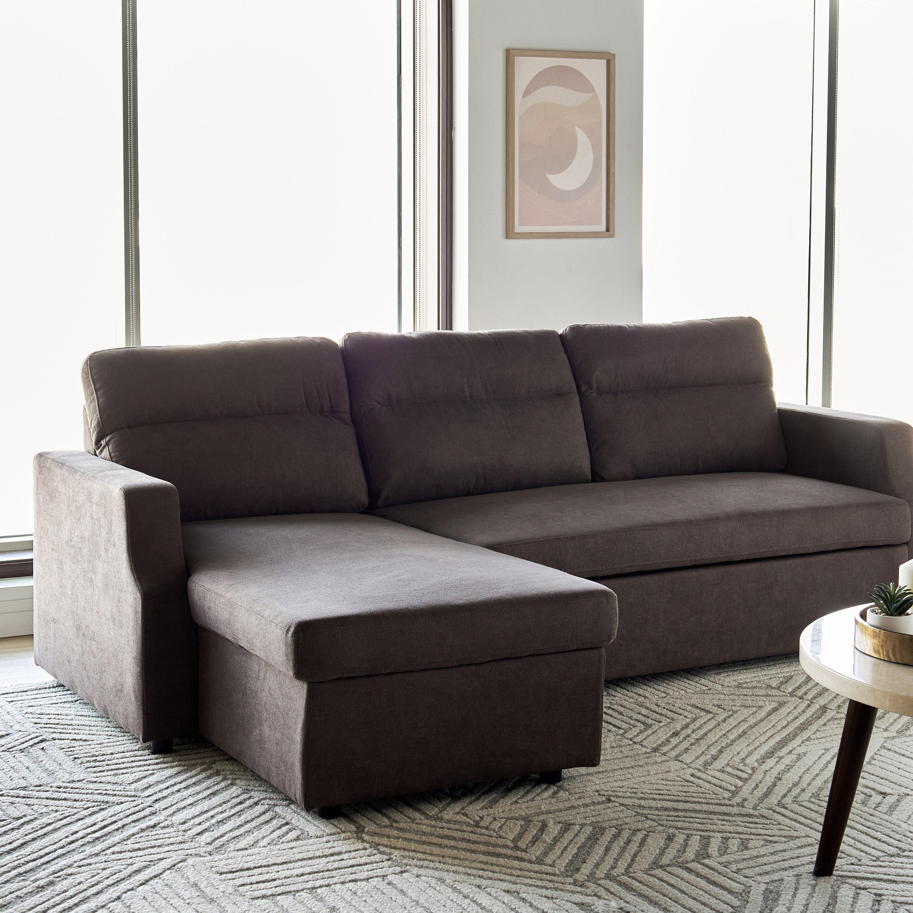 Dustin 3-Seater Fabric Corner Sofa Bed with Storage