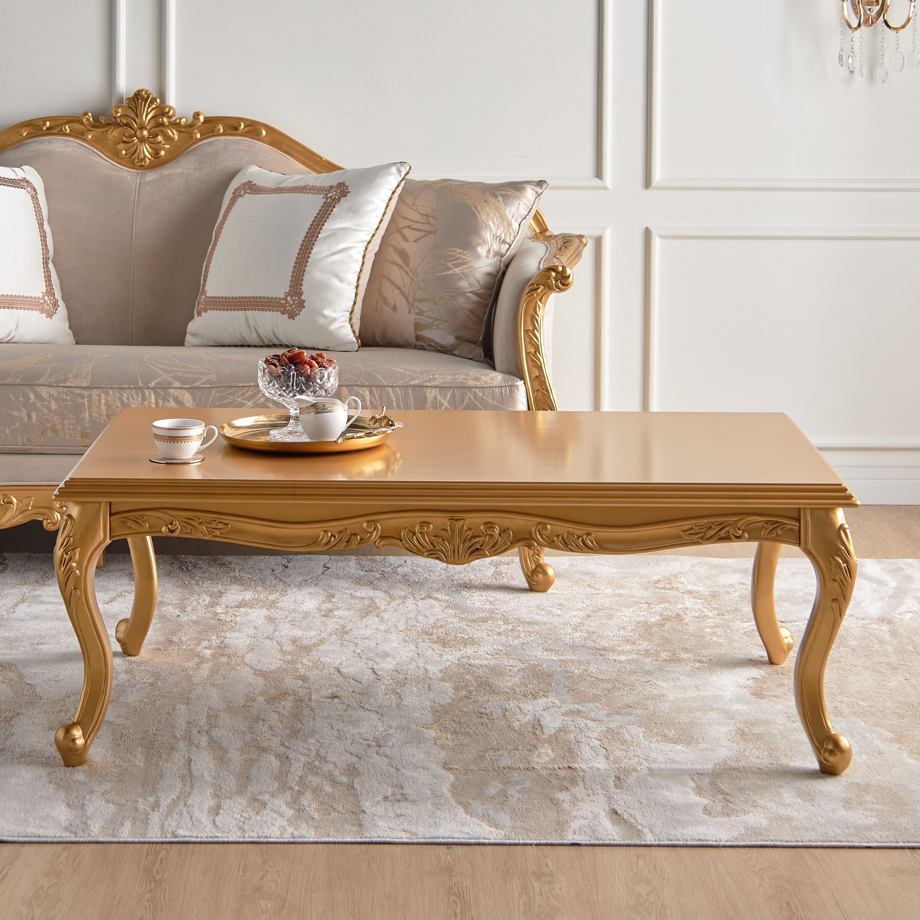 Wood gold store coffee table