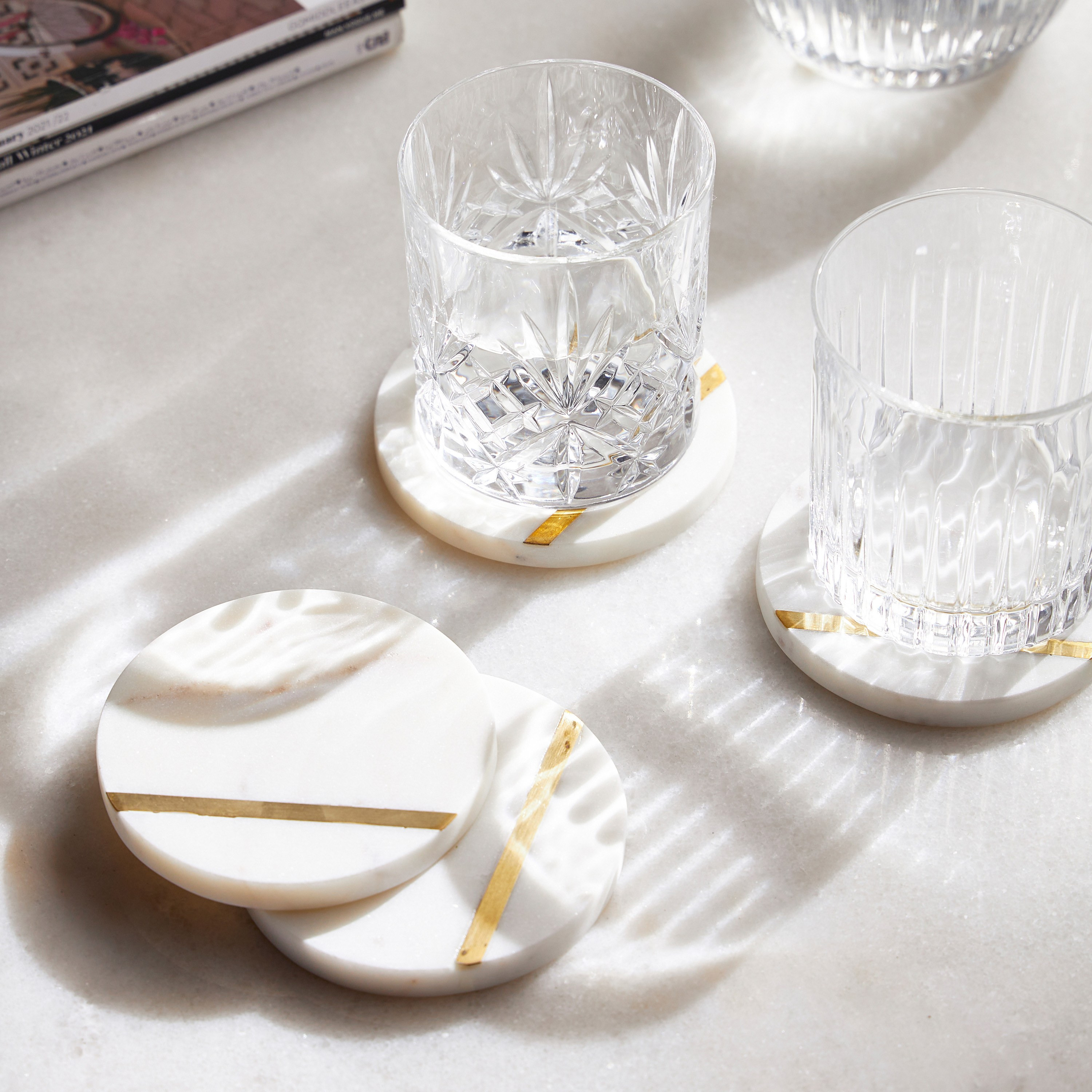 Marble 4-Piece Coaster Set - 10x10 cm-household-dining-tablelinen-napkinsandaccessories-image-3
