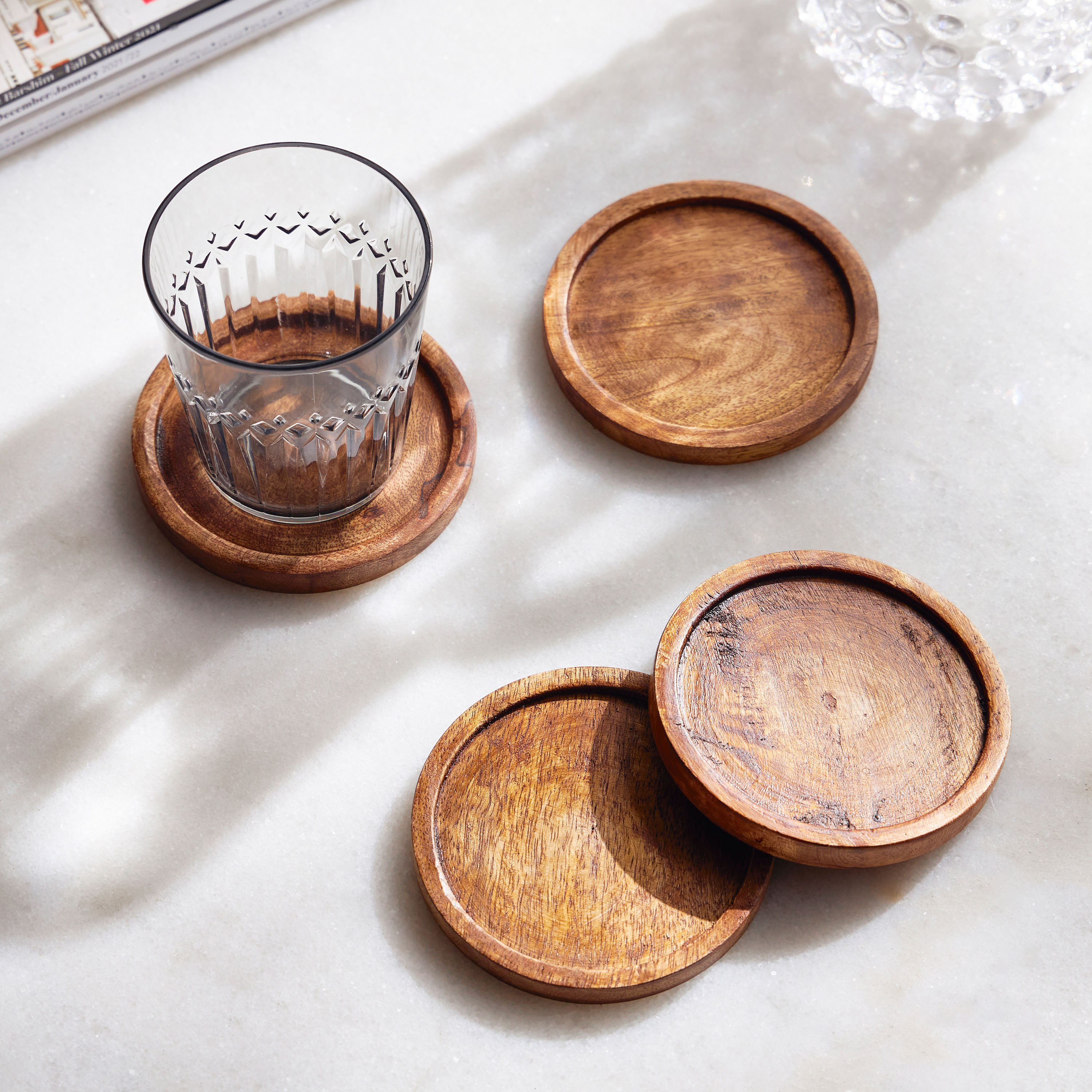 Wooden 4-Piece Coaster Set - 10x10 cm-household-dining-tablelinen-napkinsandaccessories-image-3