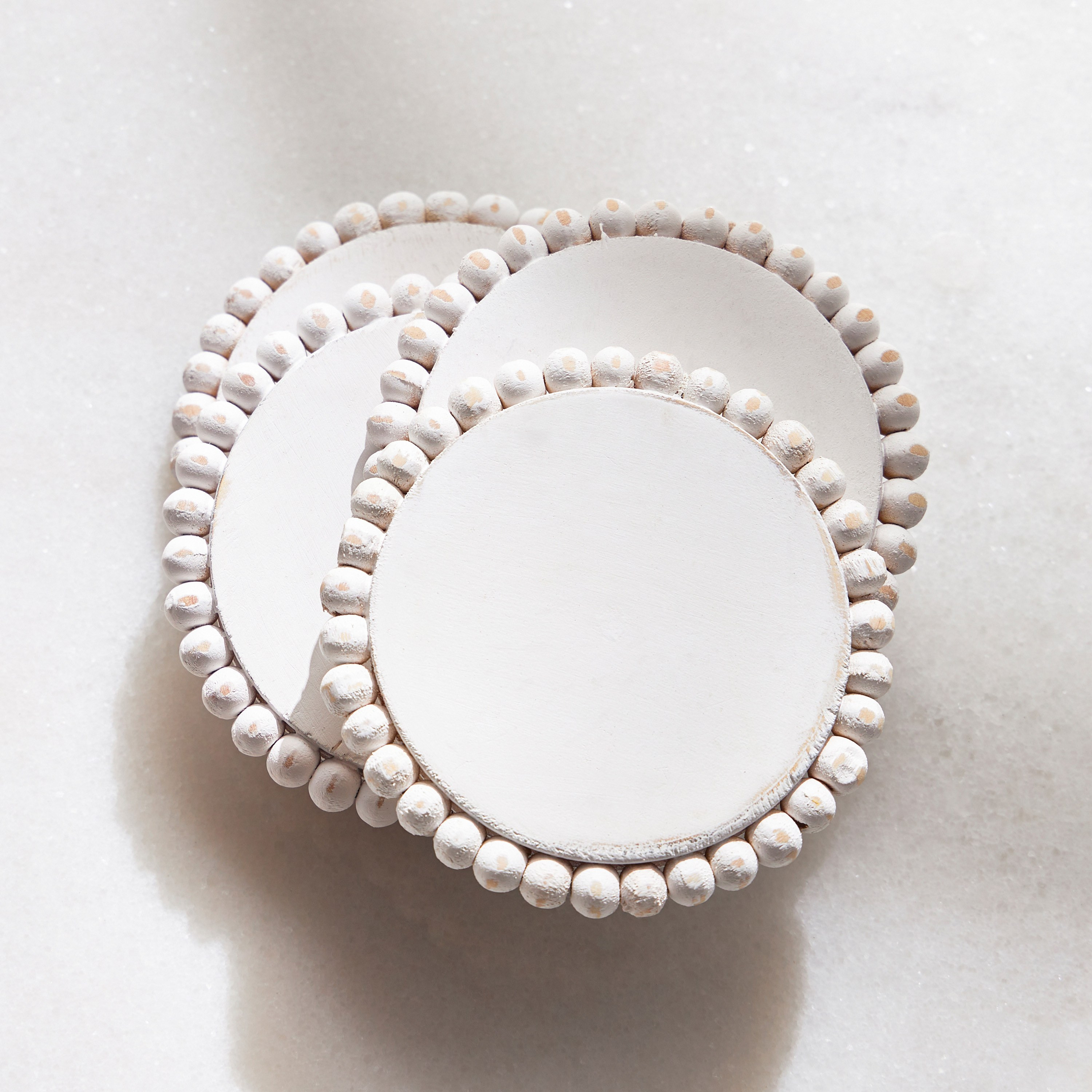 Wooden Bead 4-Piece Coaster Set - 10x10 cm-household-dining-tablelinen-napkinsandaccessories-image-2