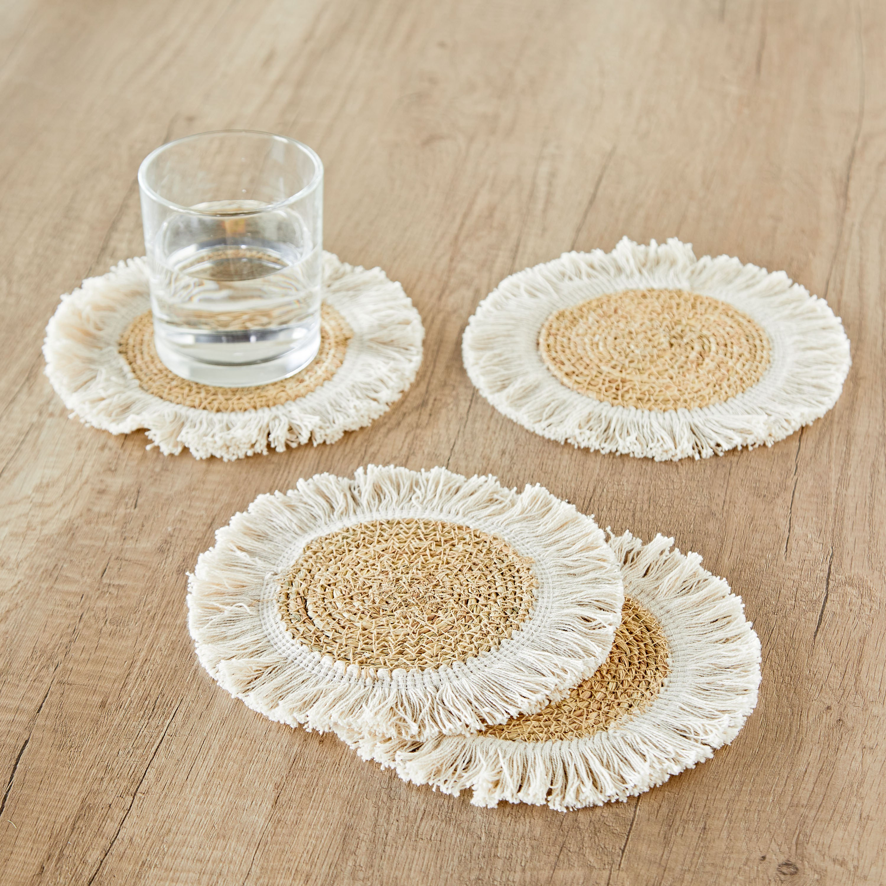Jute 4-Piece Coaster Set - 10x10 cm-household-dining-tablelinen-napkinsandaccessories-image-1