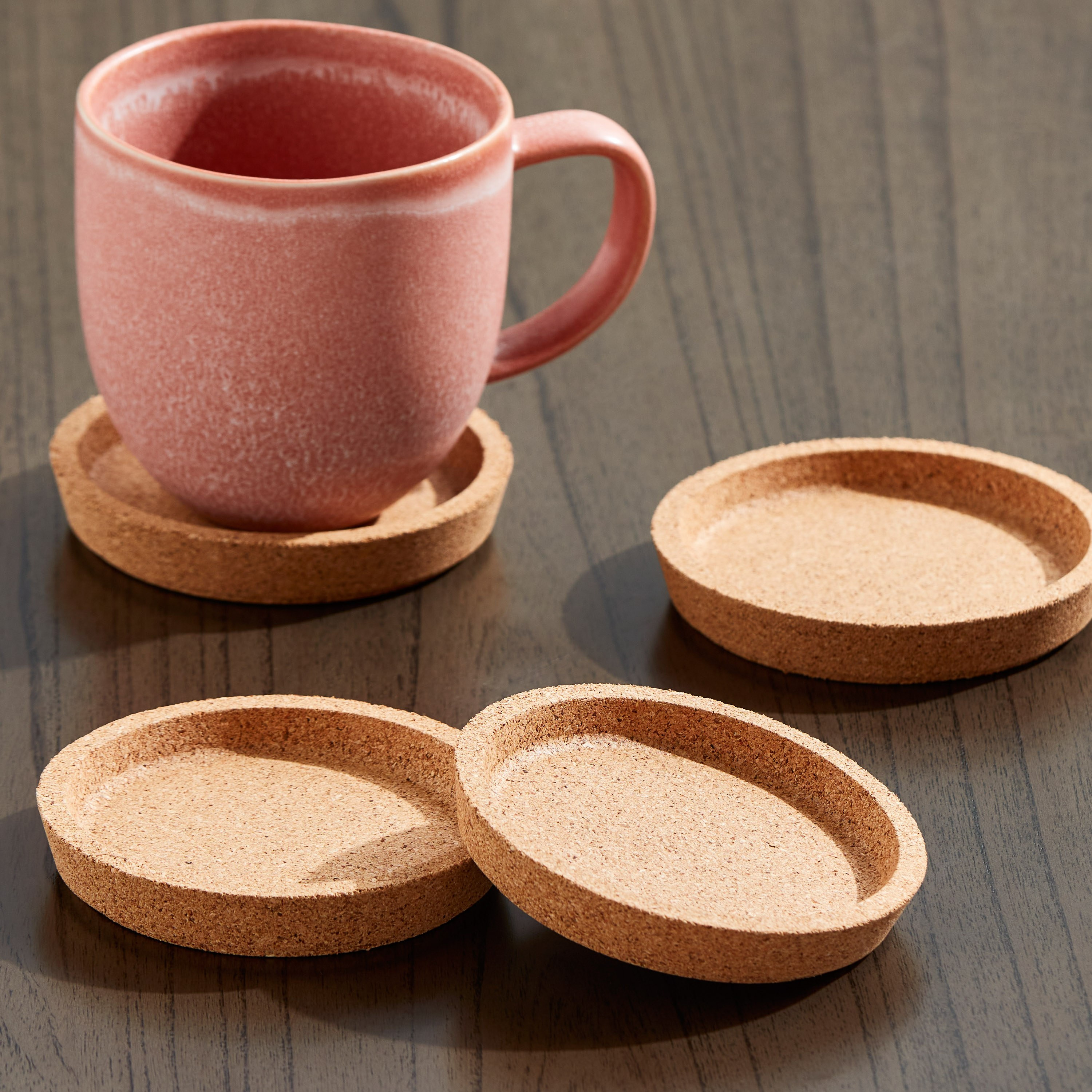 Cork 4-Piece Coasters Set - 10x10 cm