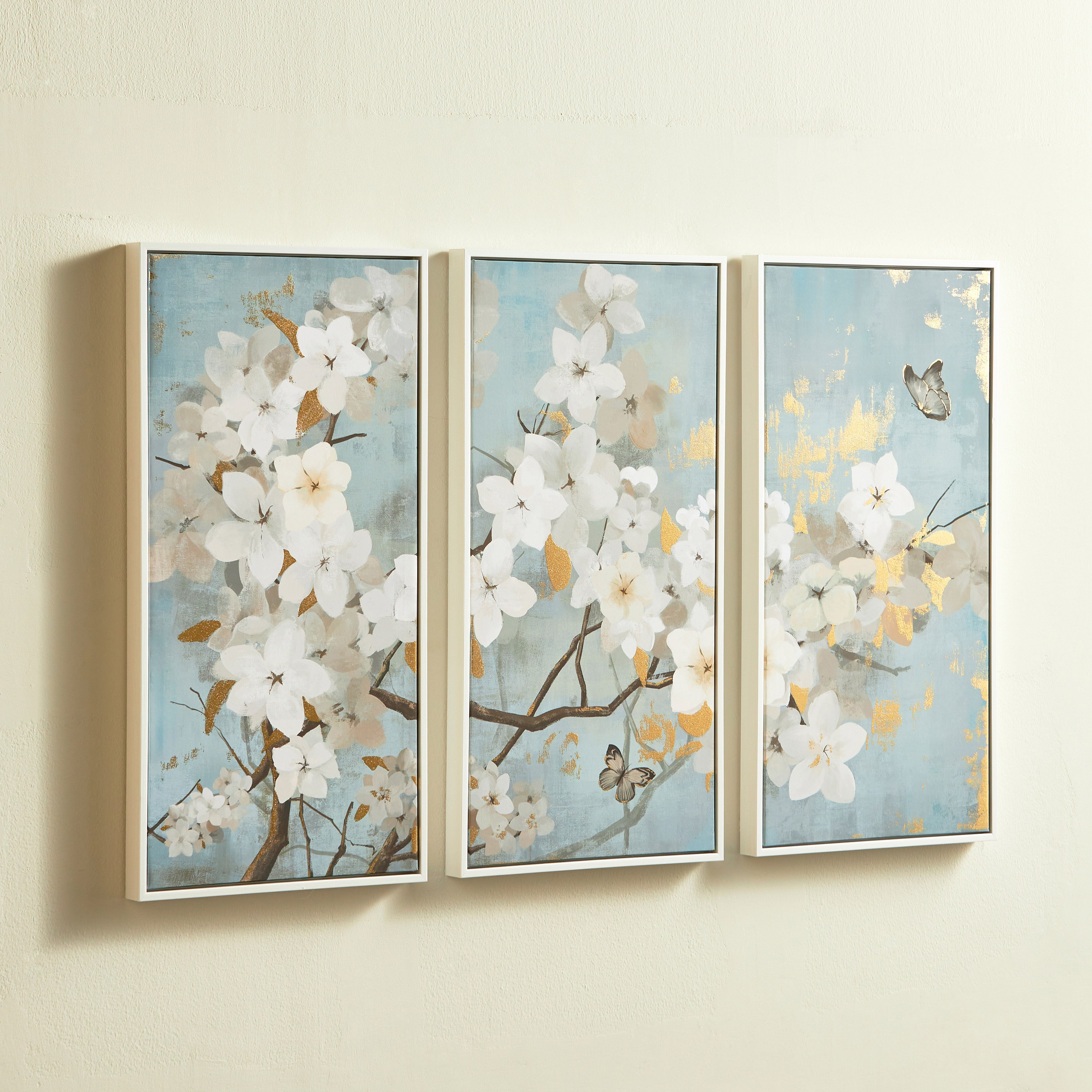 Floro 3-Panel Framed Canvas Wall Art Set - 80x40 cm-household-walldecorandmirrors-wallart-image-2