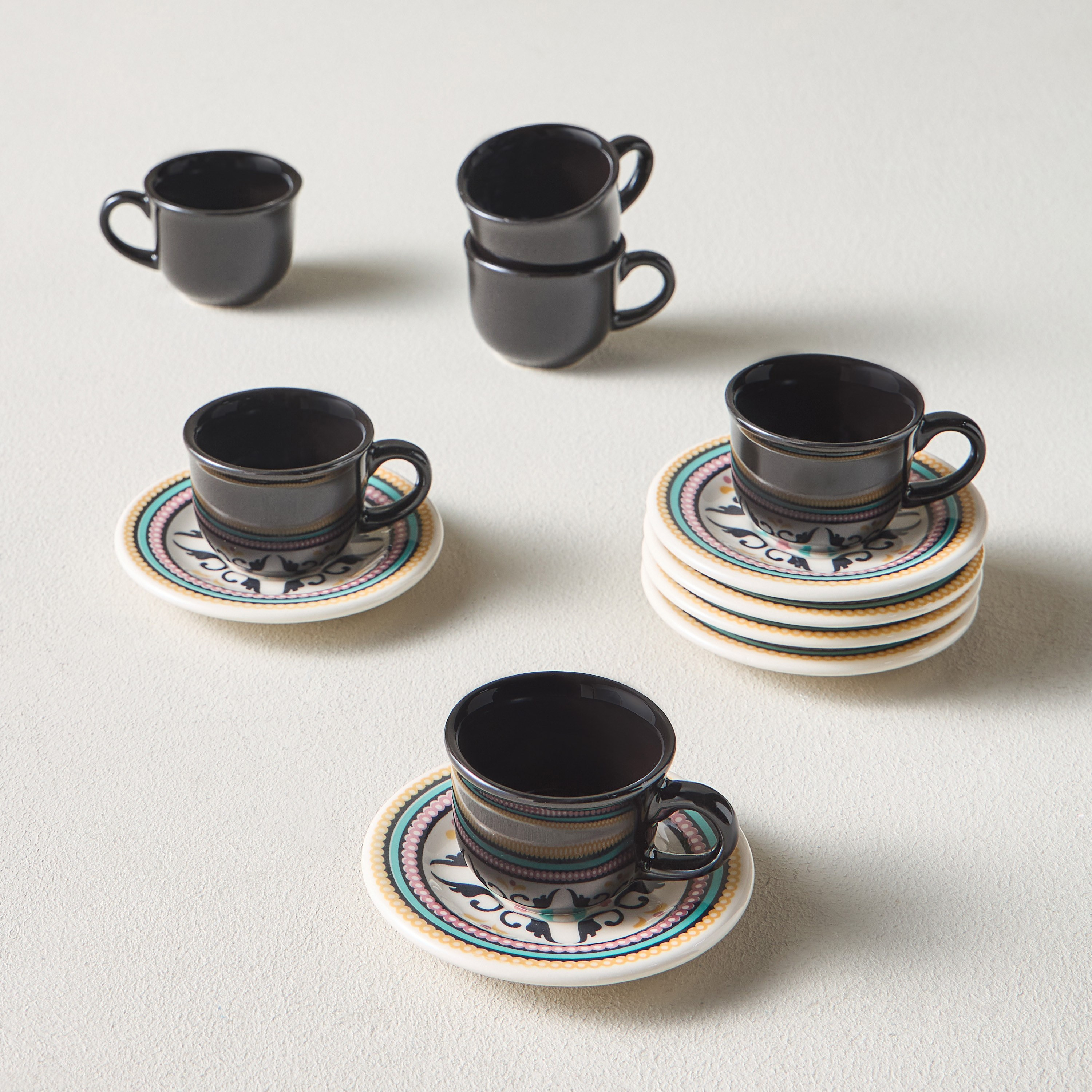 Floreal Luiza 12-Piece Ceramic Espresso Set - 65 ml, Serves 6-household-dining-teaandcoffee-teaandcoffeesets-image-1
