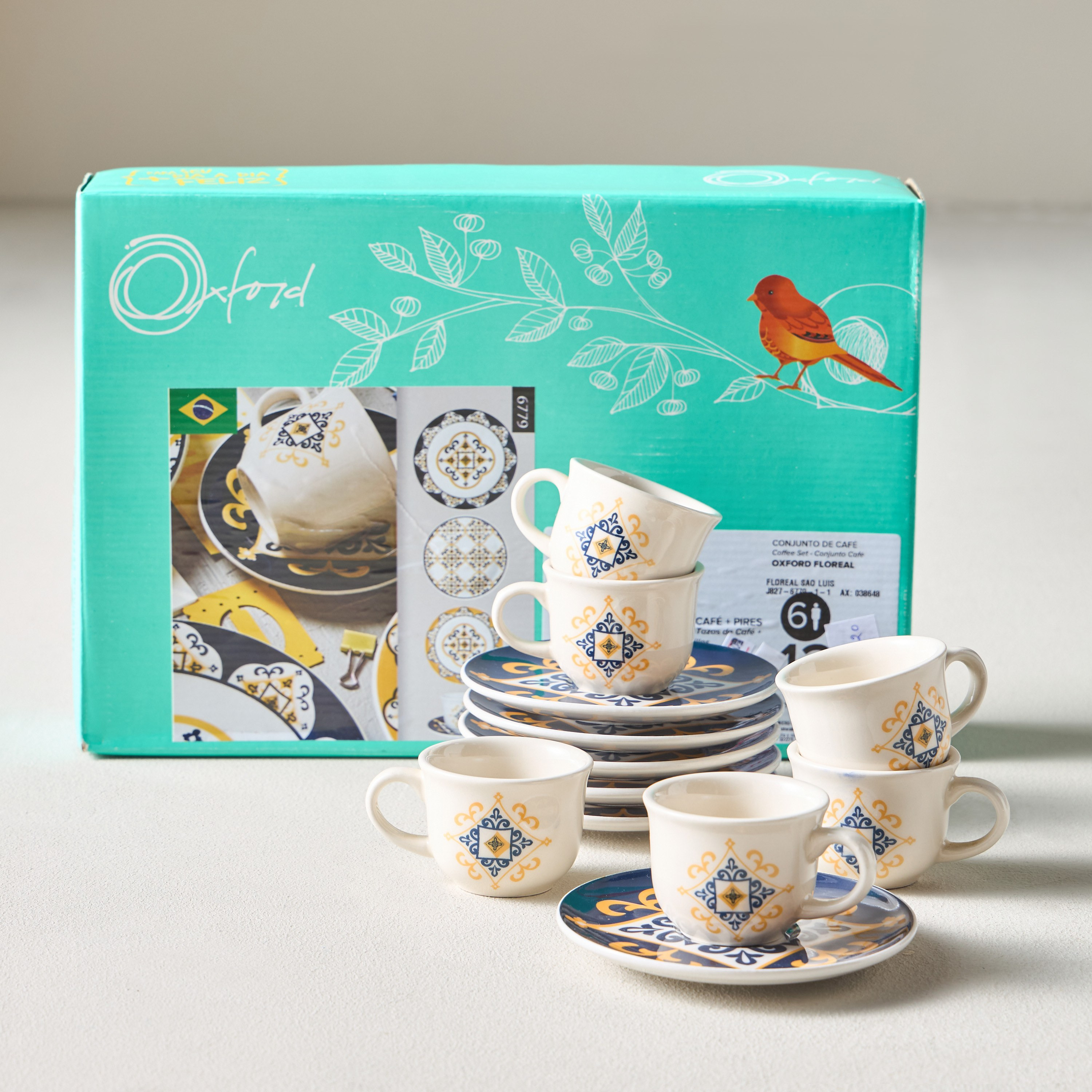 Floreal Sao Luis 12-Piece Ceramic Espresso Set - 65 ml, Serves 6-household-dining-teaandcoffee-teaandcoffeesets-image-5