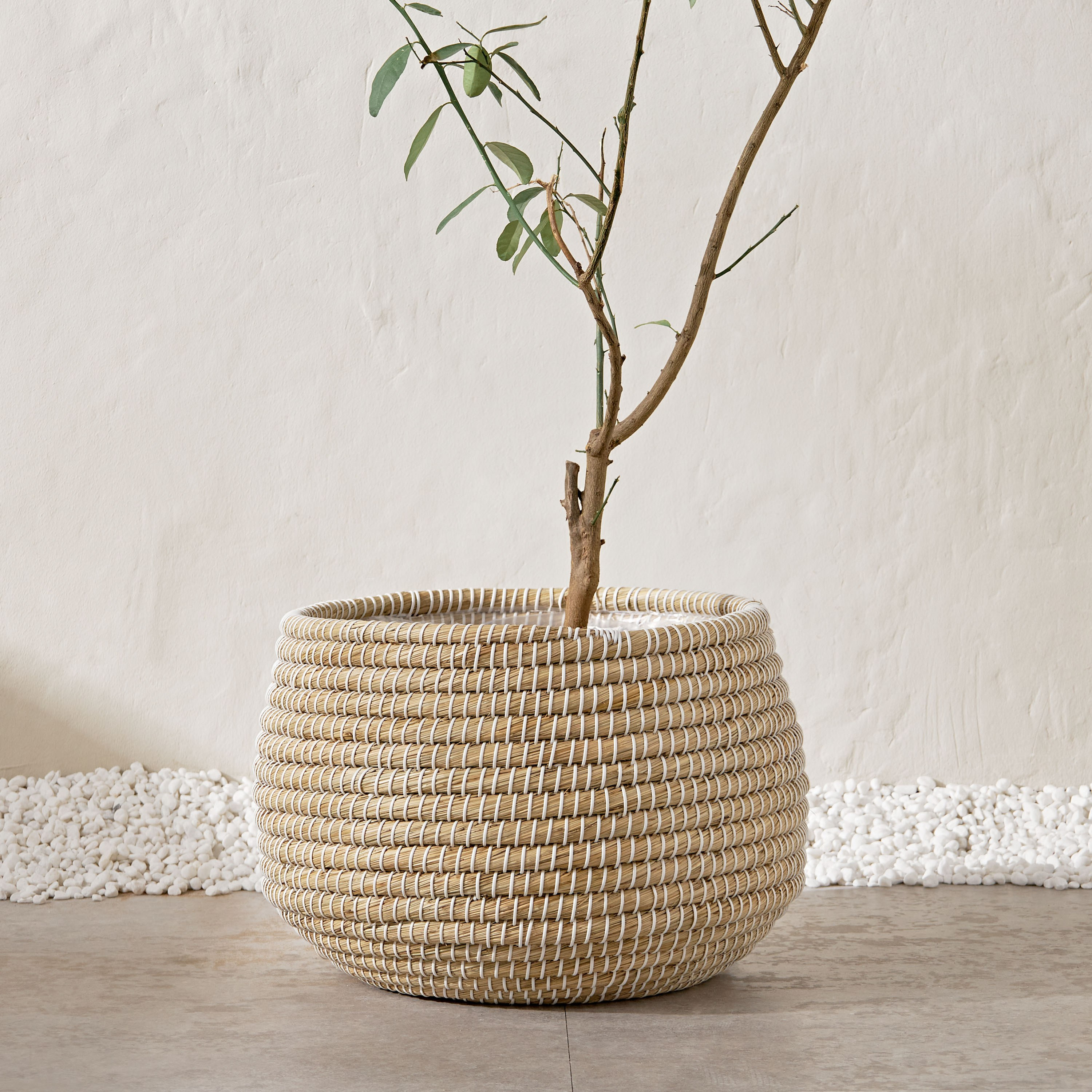 Trogir Natural Grass and Paper Planter - 36 cm-household-gardenandoutdoor-potsandplanters-planters-image-1