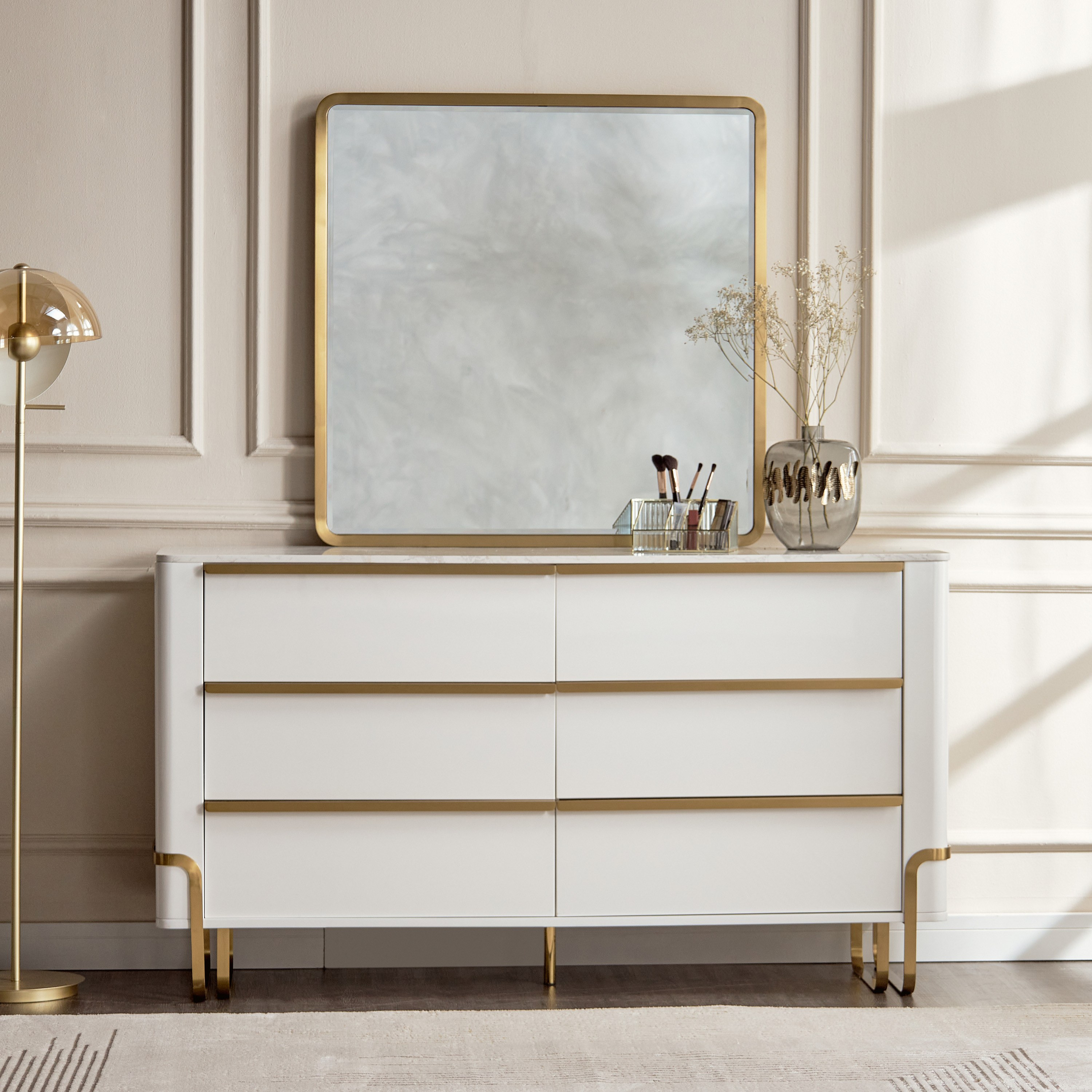 تسريحة 6 أدراج مع مرآة - نيو لوكس-furniture-bedroom-dressersandmirrors-image-2
